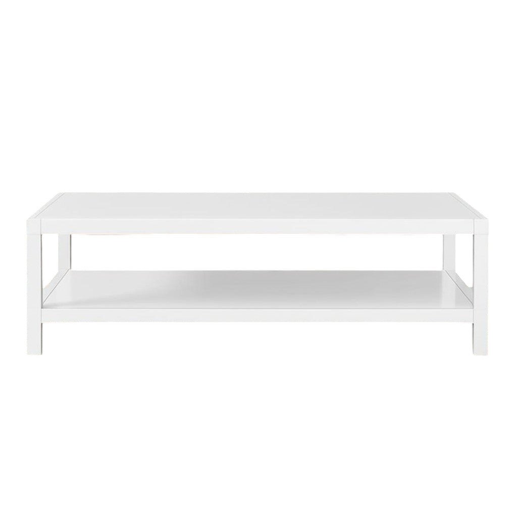 35" White Aluminum Coffee Table With Shelf-1