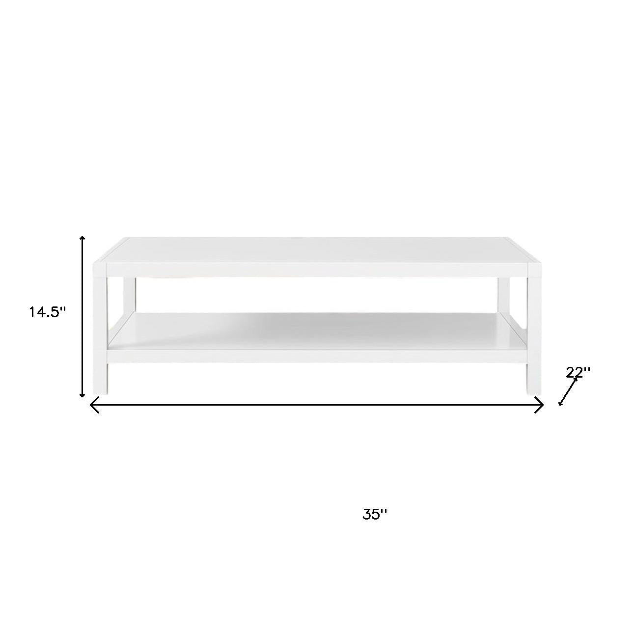 35" White Aluminum Coffee Table With Shelf-6