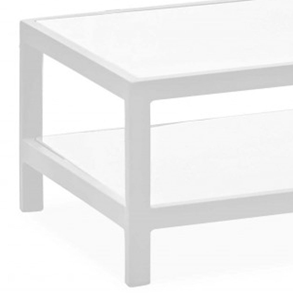 35" White Aluminum Coffee Table With Shelf-2
