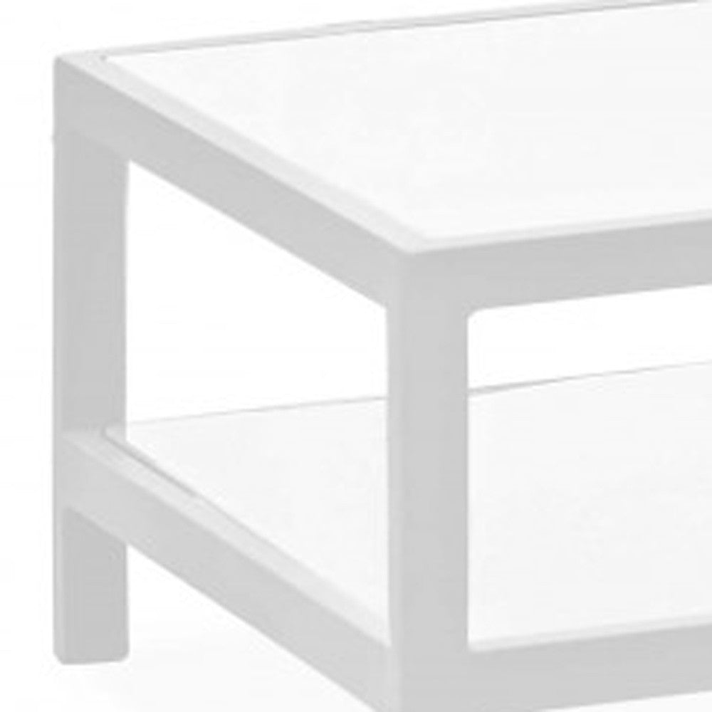 35" White Aluminum Coffee Table With Shelf-3