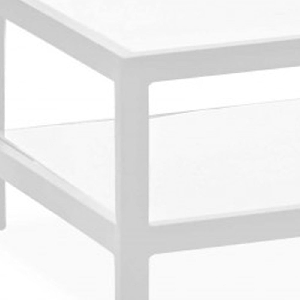 35" White Aluminum Coffee Table With Shelf-4