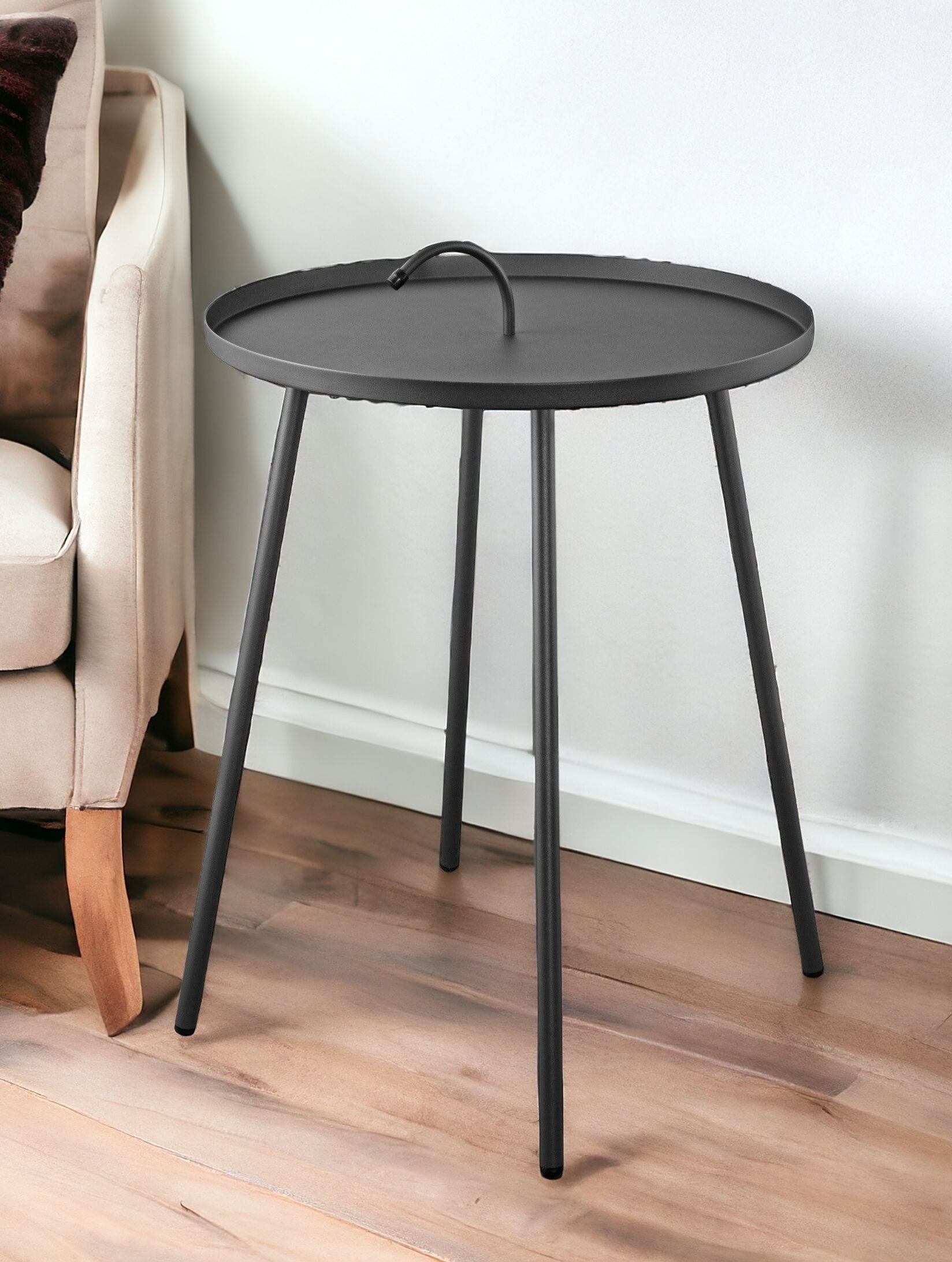 25" Gray Stainless Steel Round End Table-1