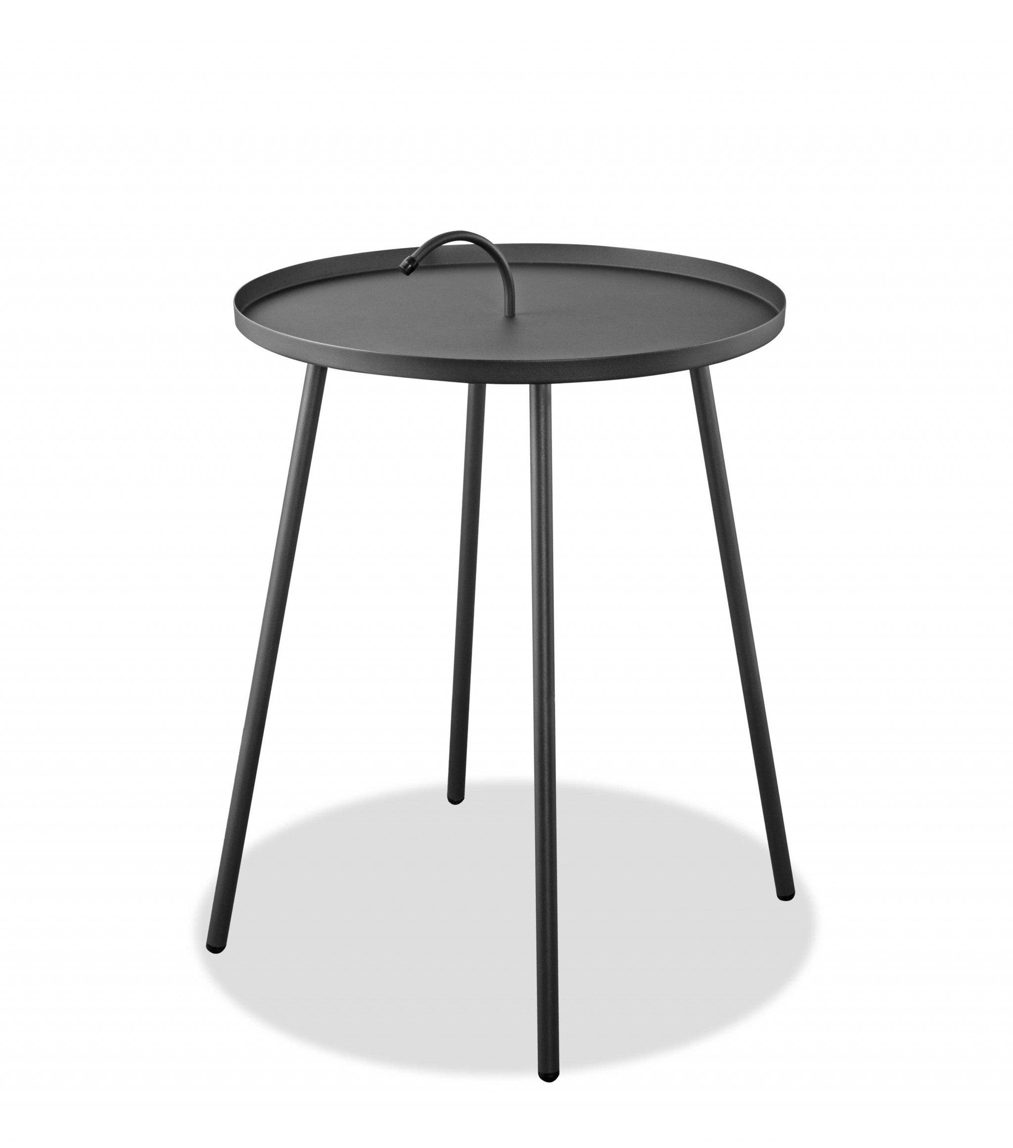 25" Gray Stainless Steel Round End Table-0