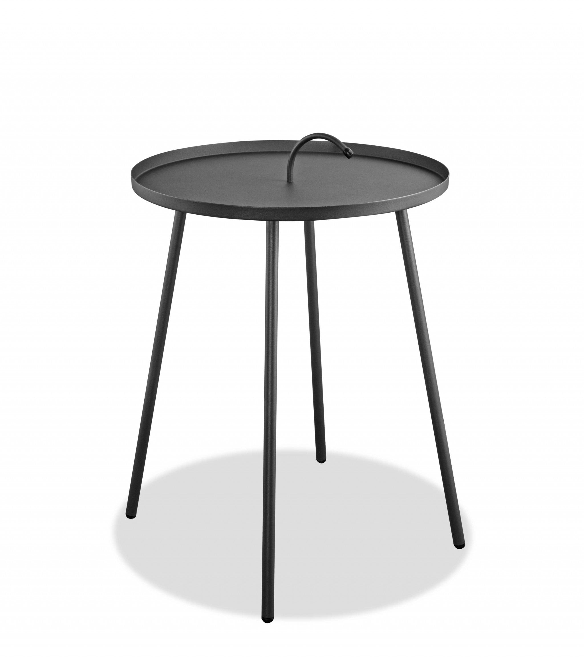 25" Gray Stainless Steel Round End Table-2