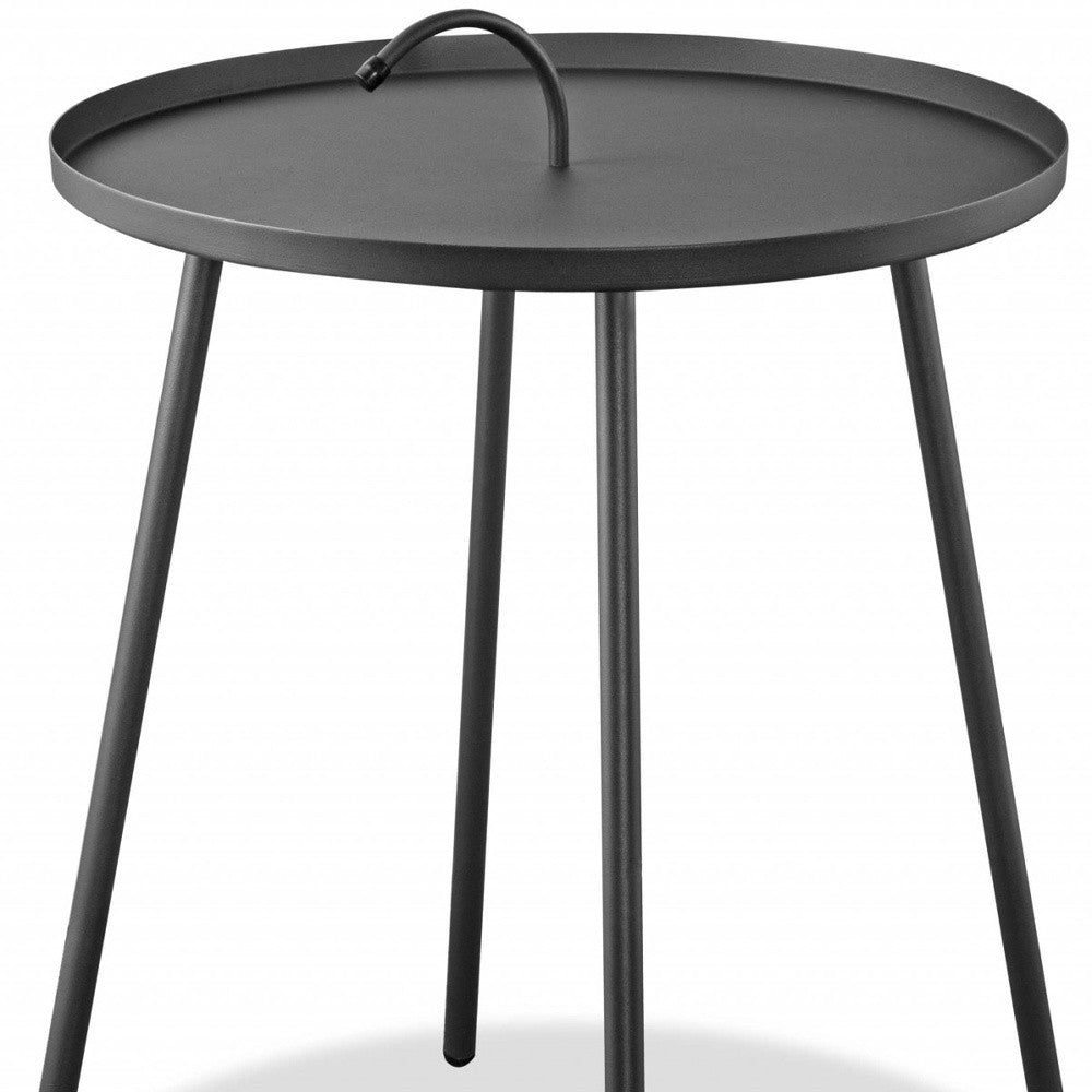 25" Gray Stainless Steel Round End Table-3