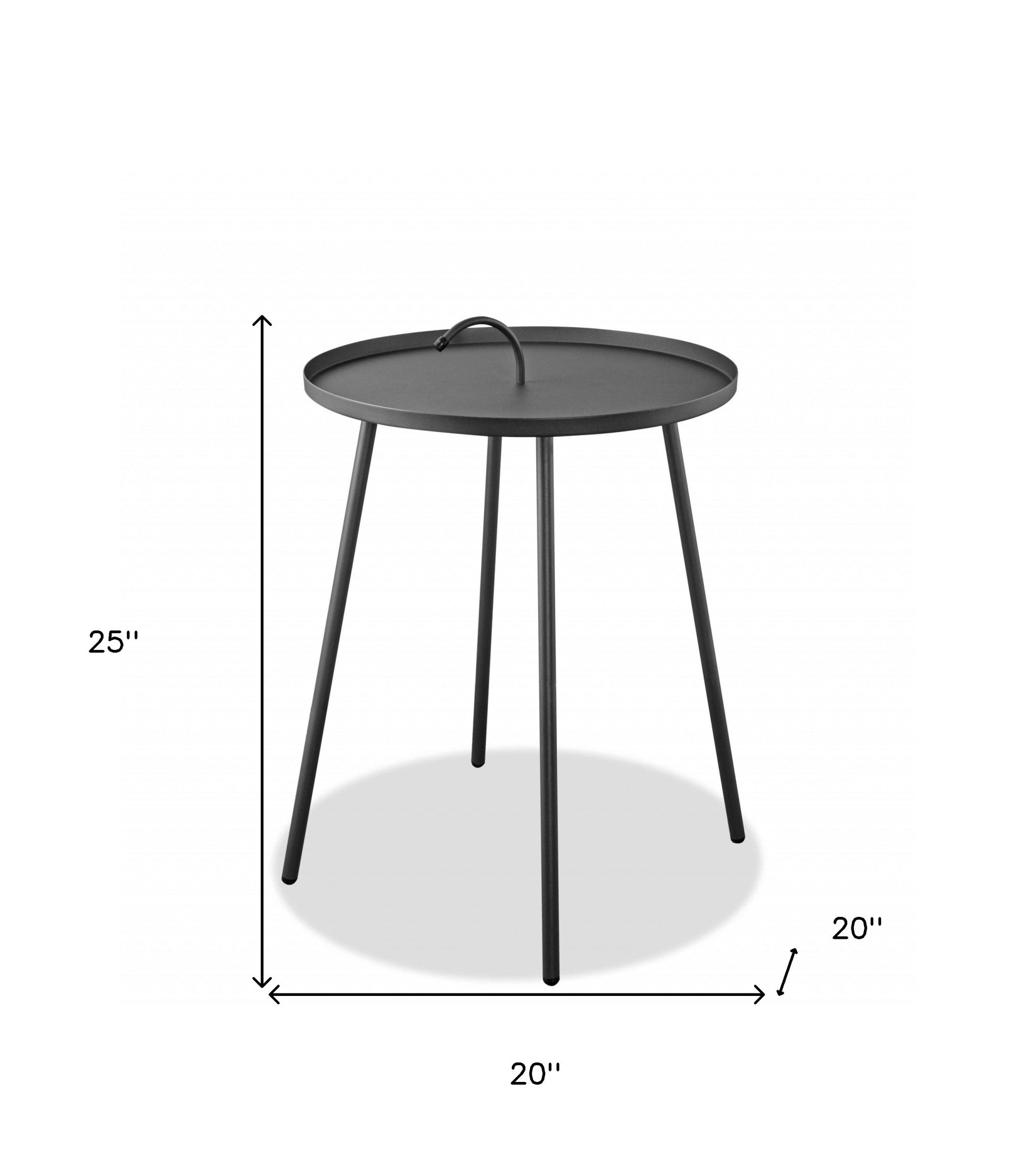 25" Gray Stainless Steel Round End Table-7