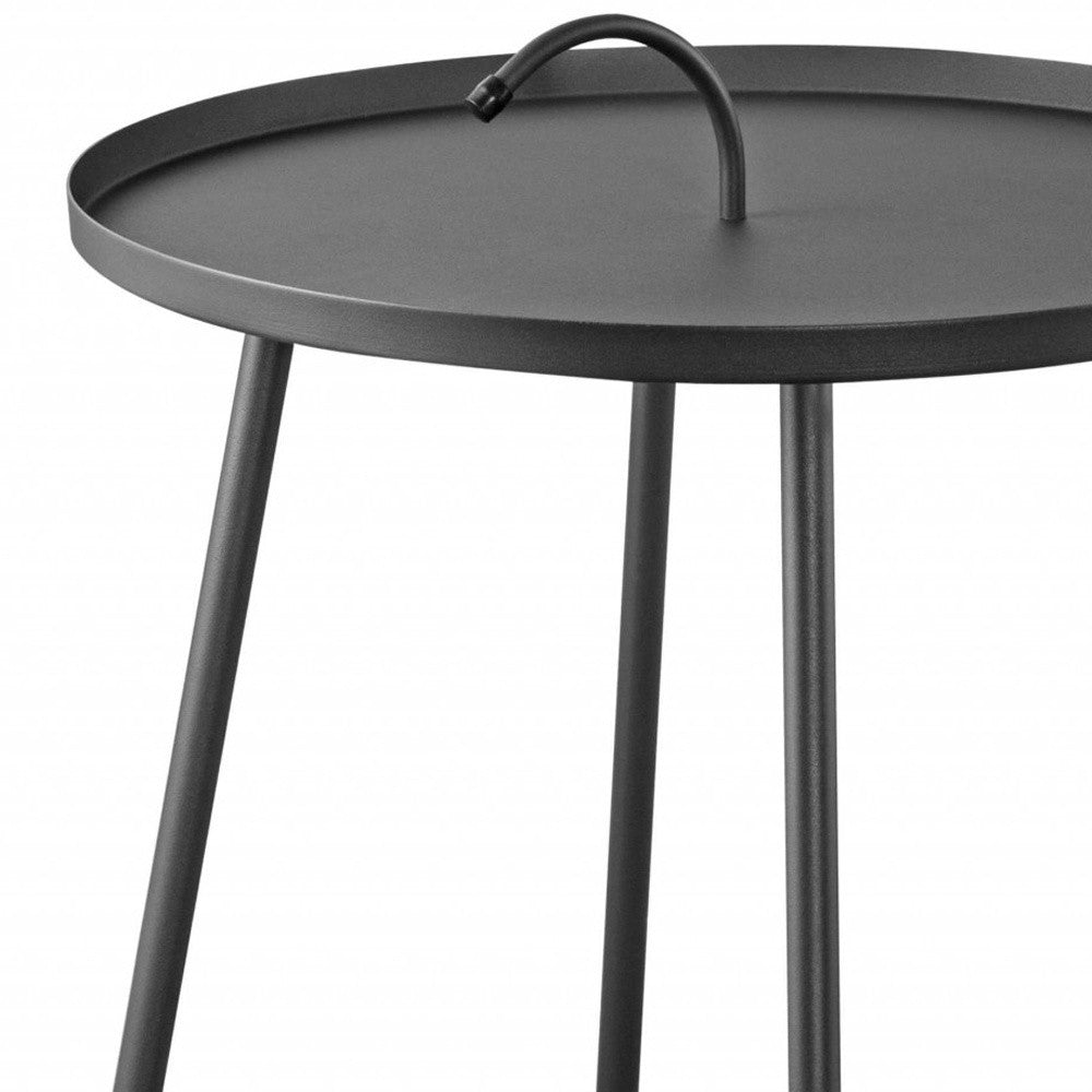 25" Gray Stainless Steel Round End Table-5