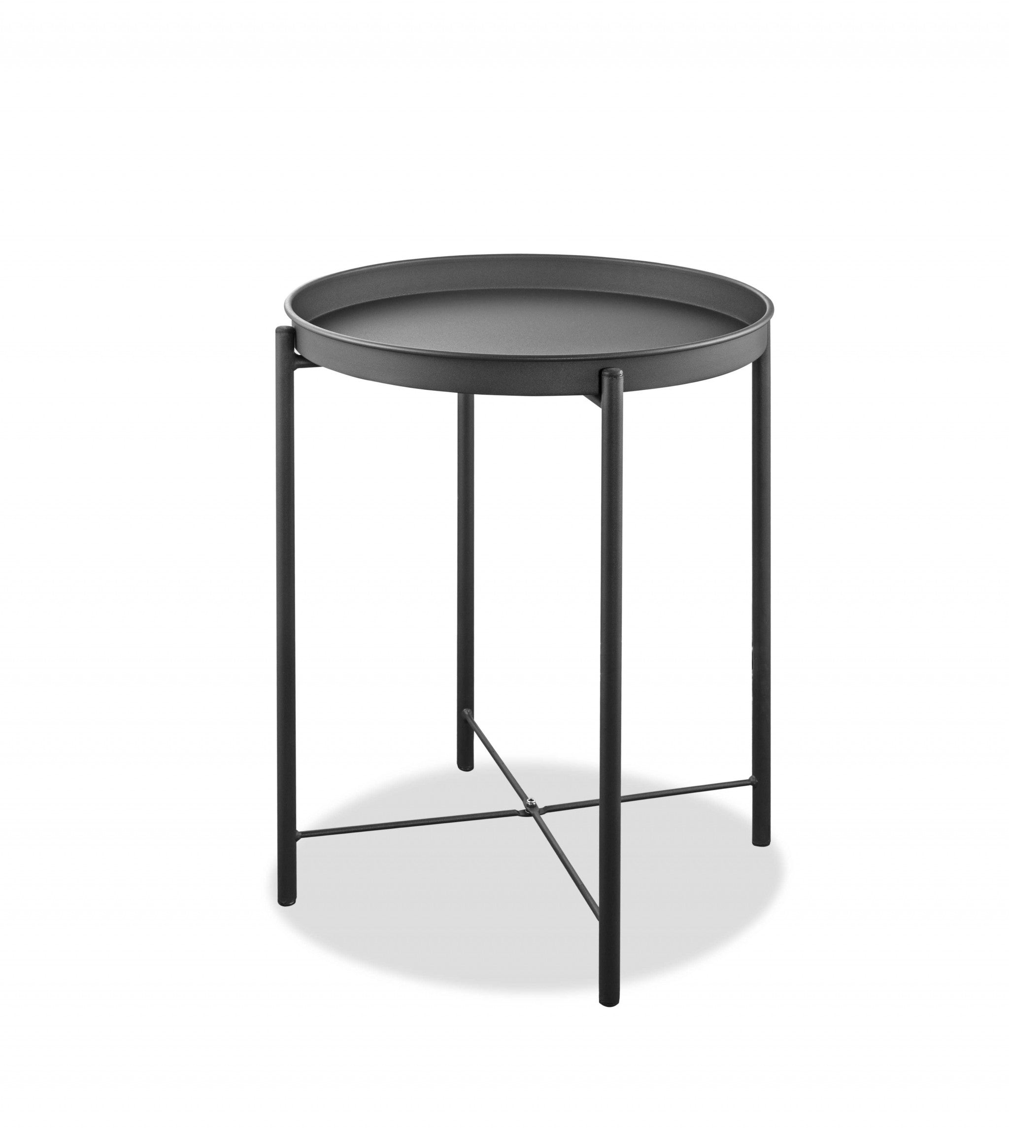 21" Gray Aluminum Round End Table-0