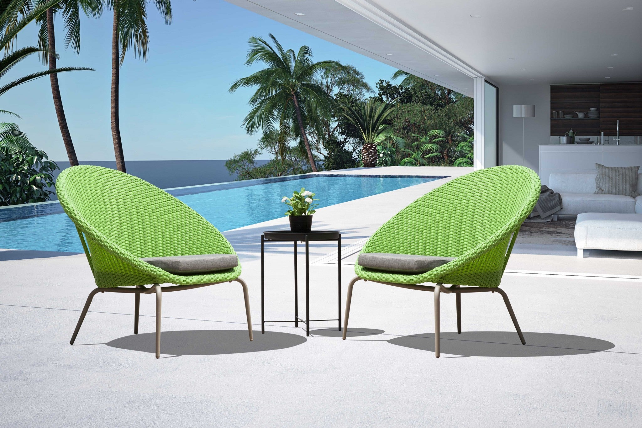 21" Gray Aluminum Round End Table-3