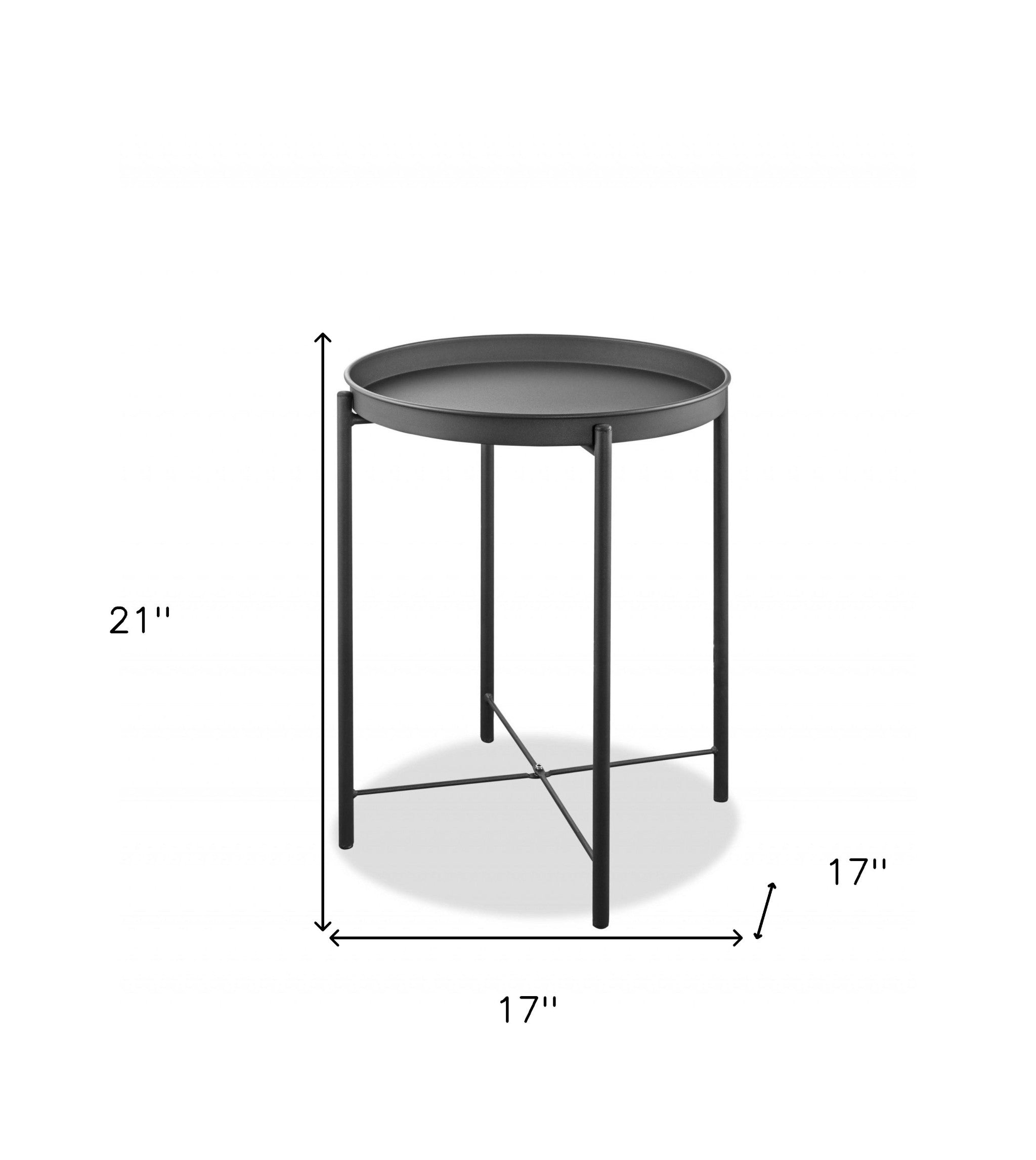 21" Gray Aluminum Round End Table-4