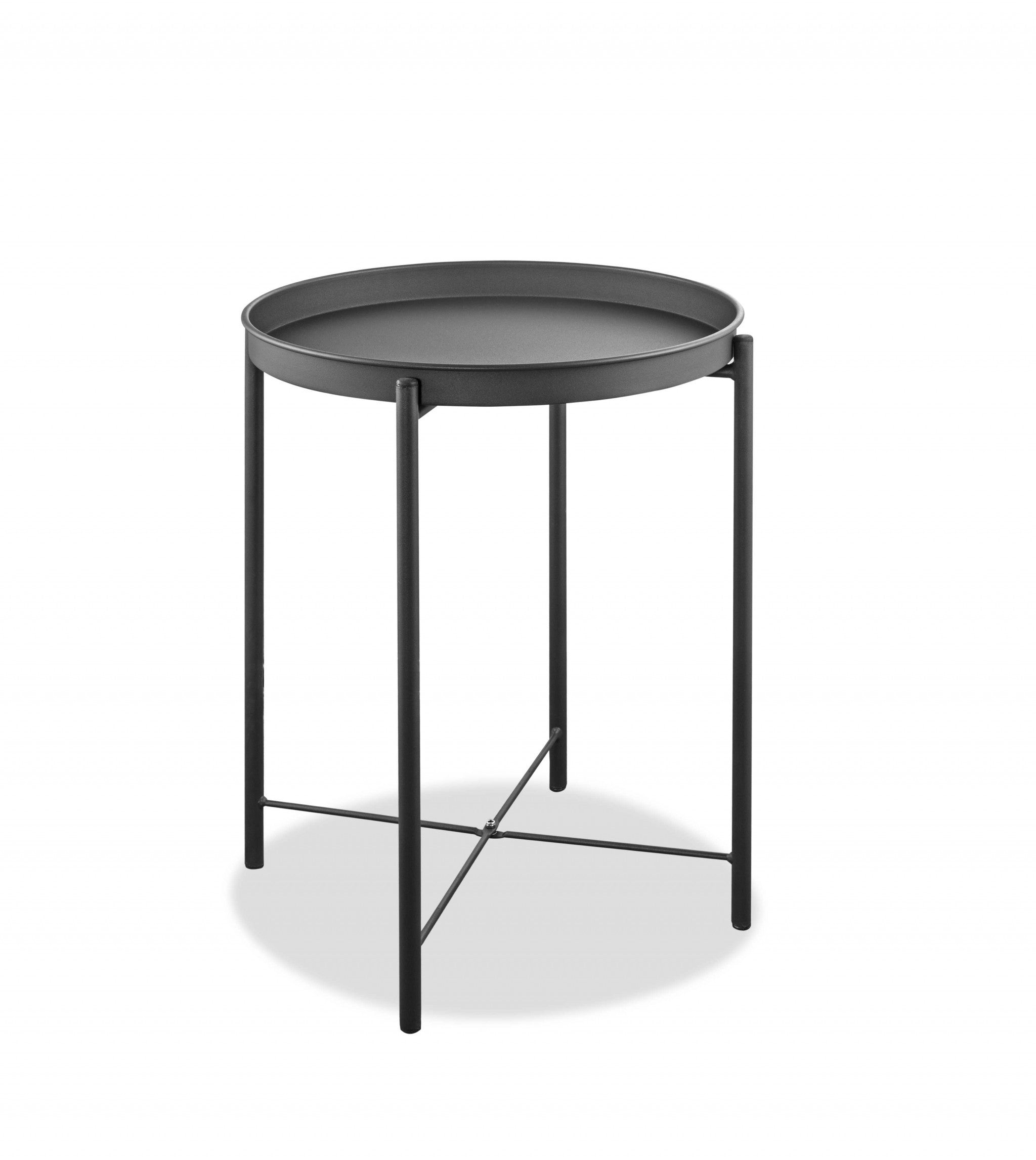 21" Gray Aluminum Round End Table-2