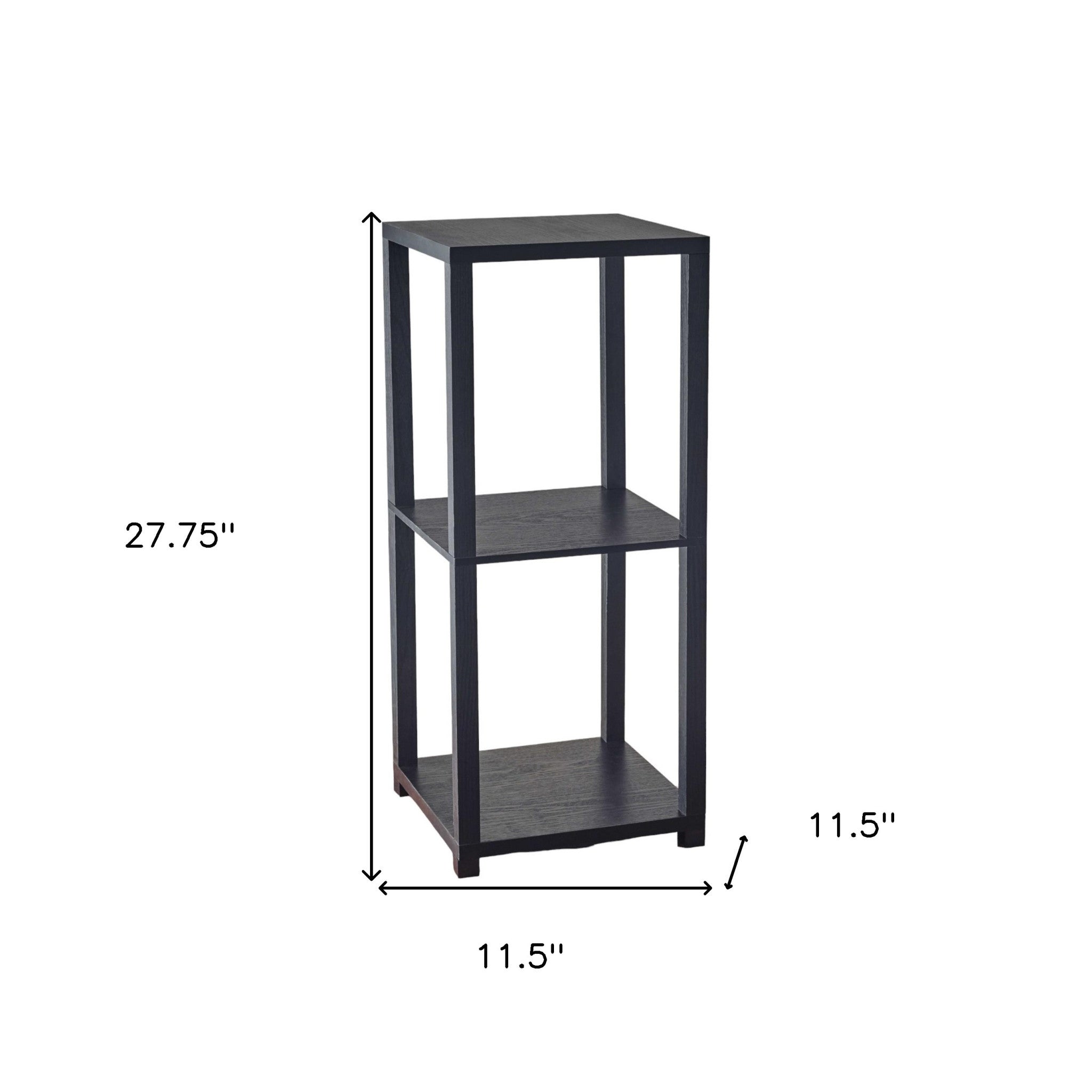 28" Black Square End Table With Two Shelves-4