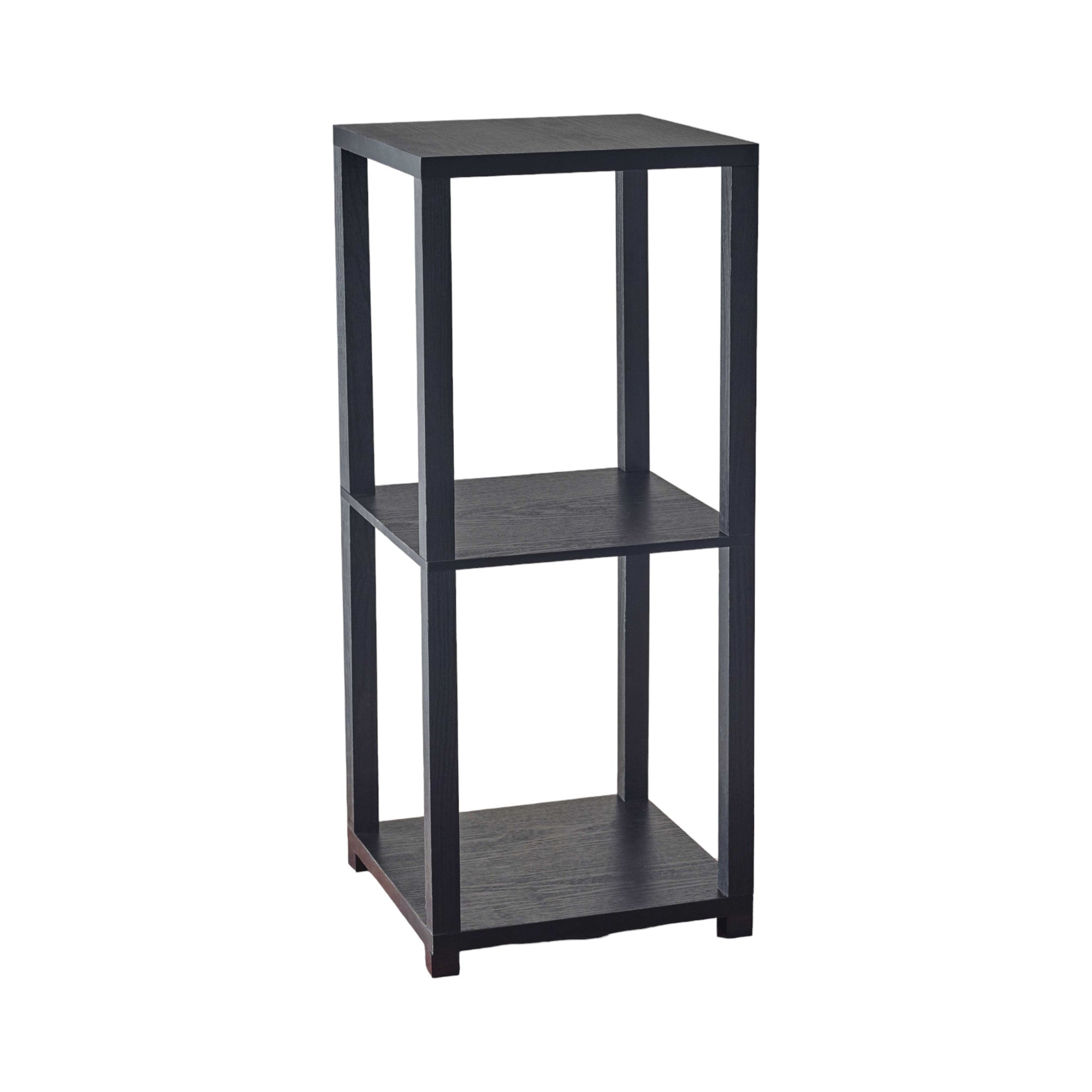 28" Black Square End Table With Two Shelves-1