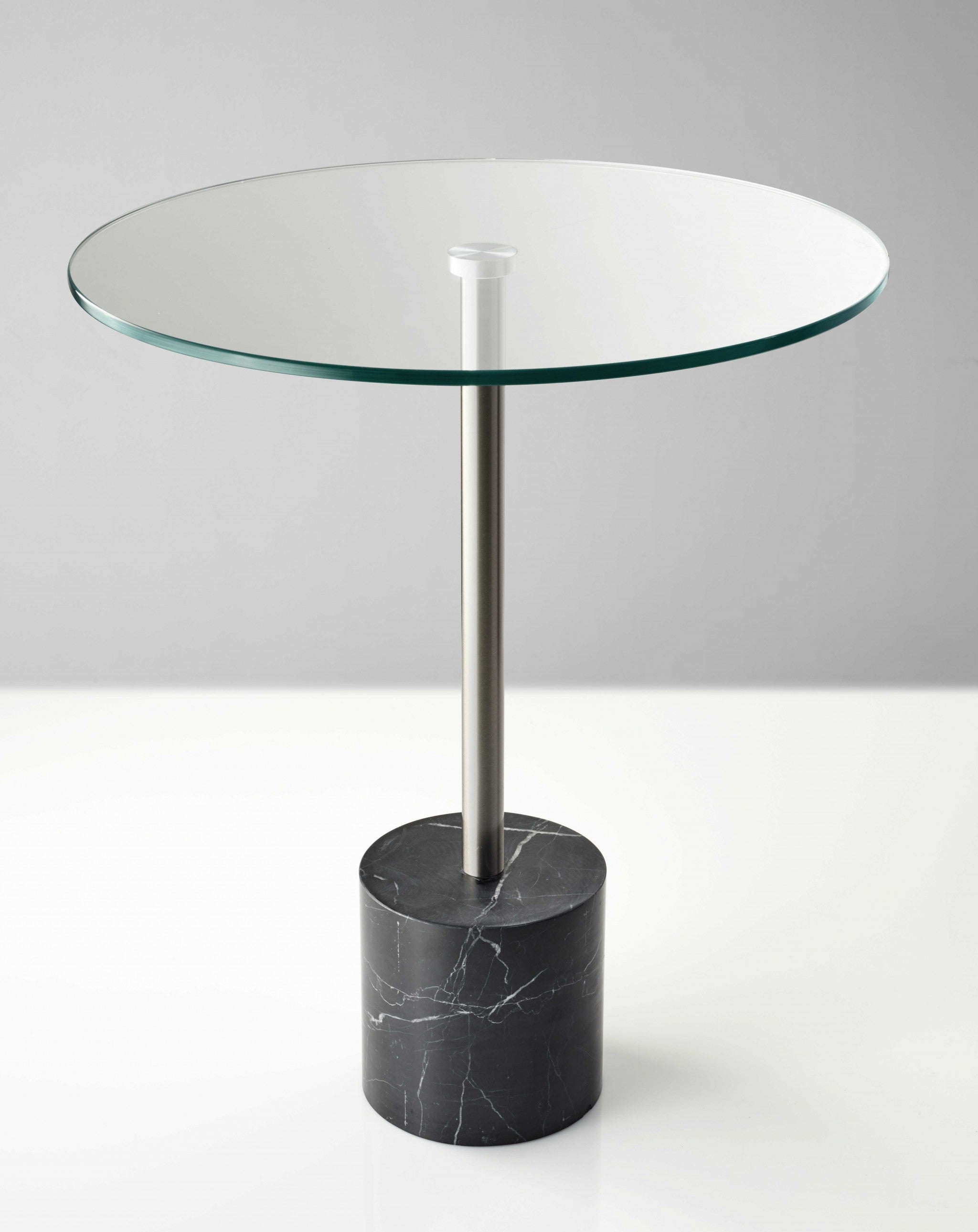 21" Silver And Clear Glass Round End Table-5
