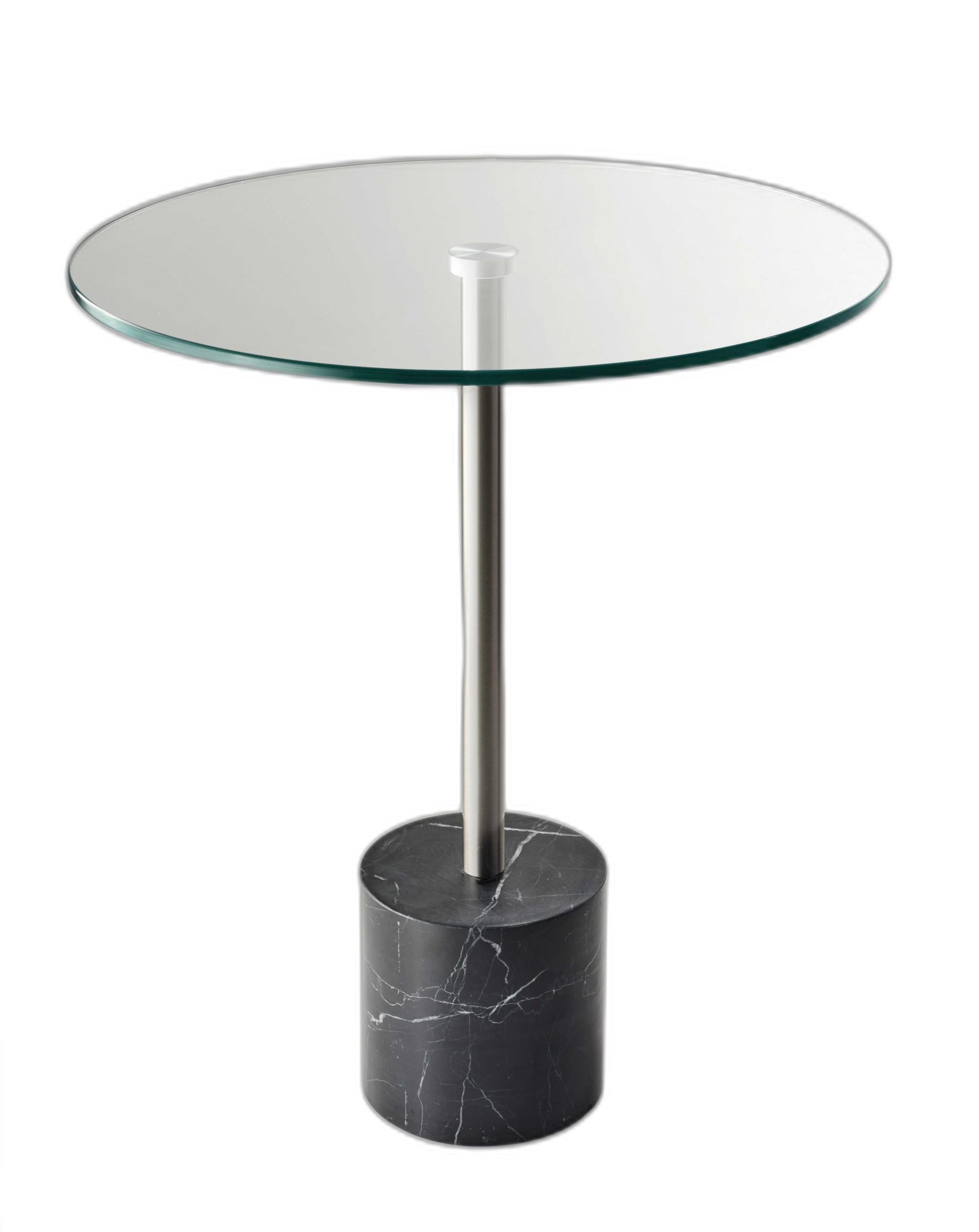 21" Silver And Clear Glass Round End Table-0