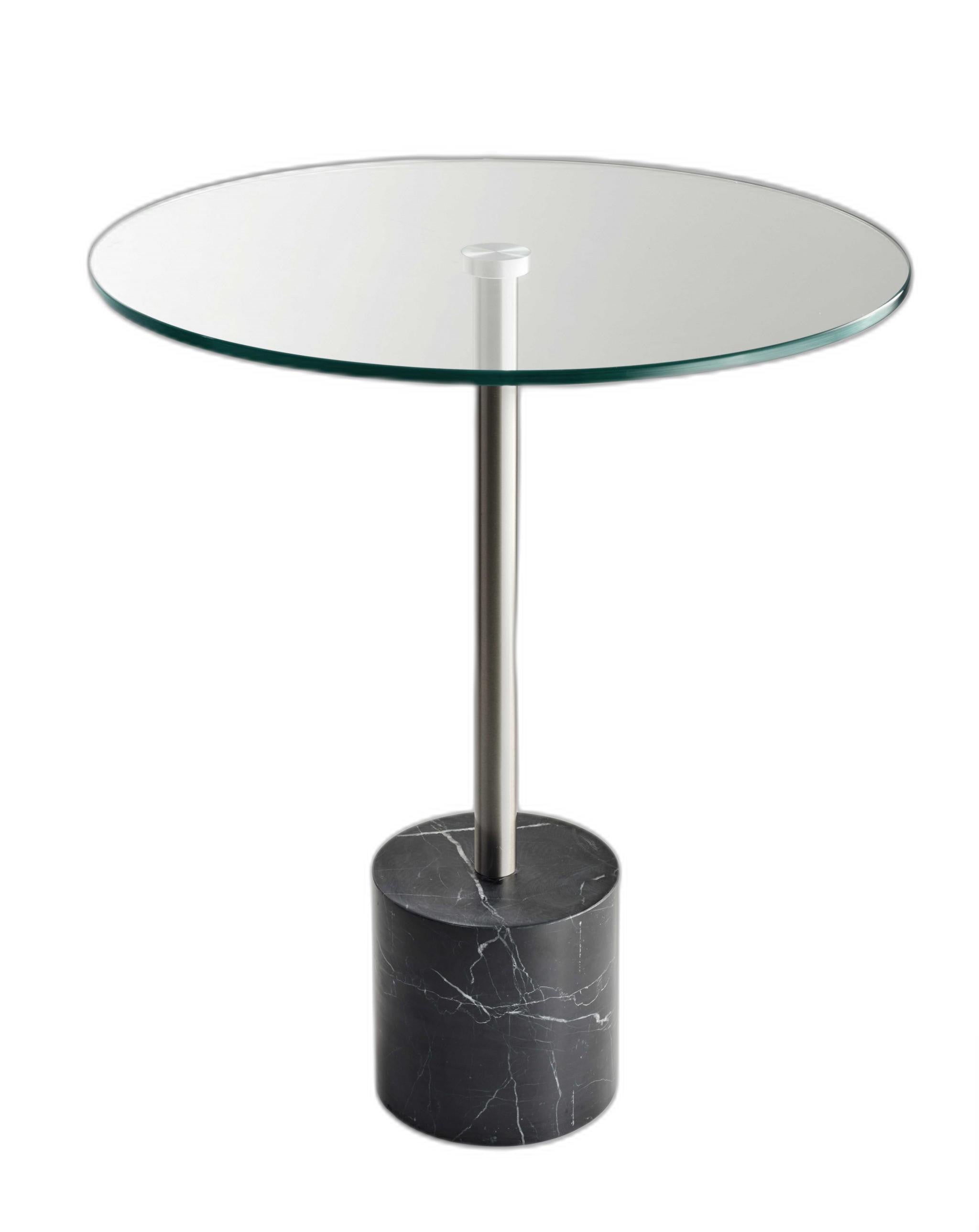 21" Silver And Clear Glass Round End Table-2