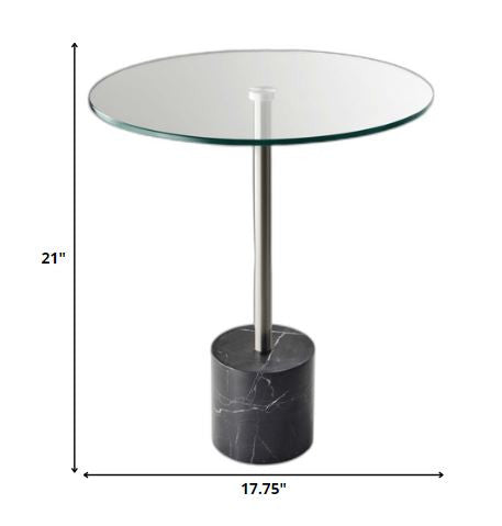 21" Silver And Clear Glass Round End Table-6
