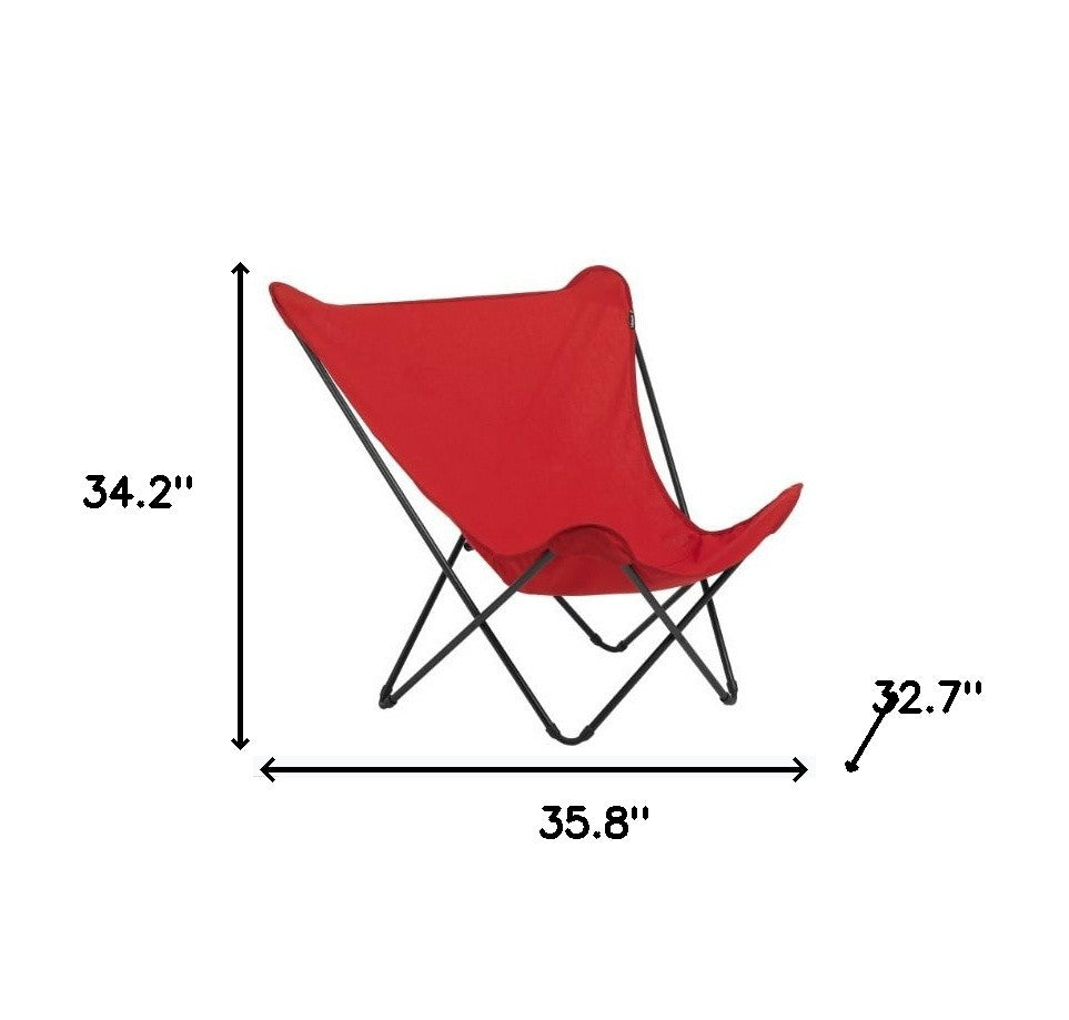 36" Red and Chrome Outdoor Camping Chair-5