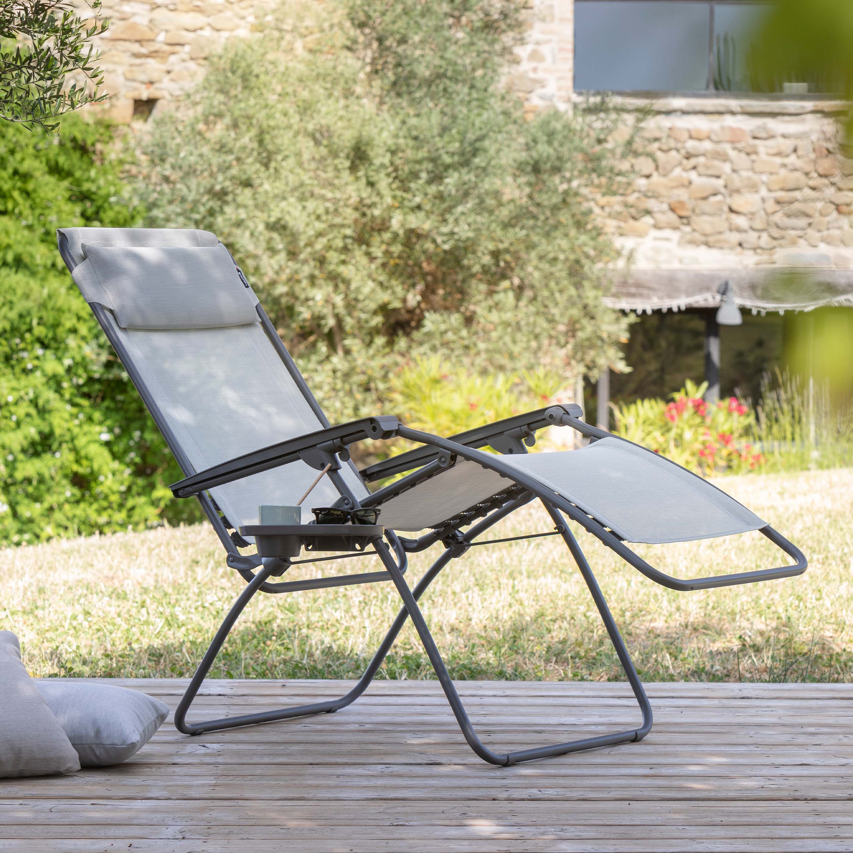 27" Gray Steel Outdoor Zero Gravity Chair-4
