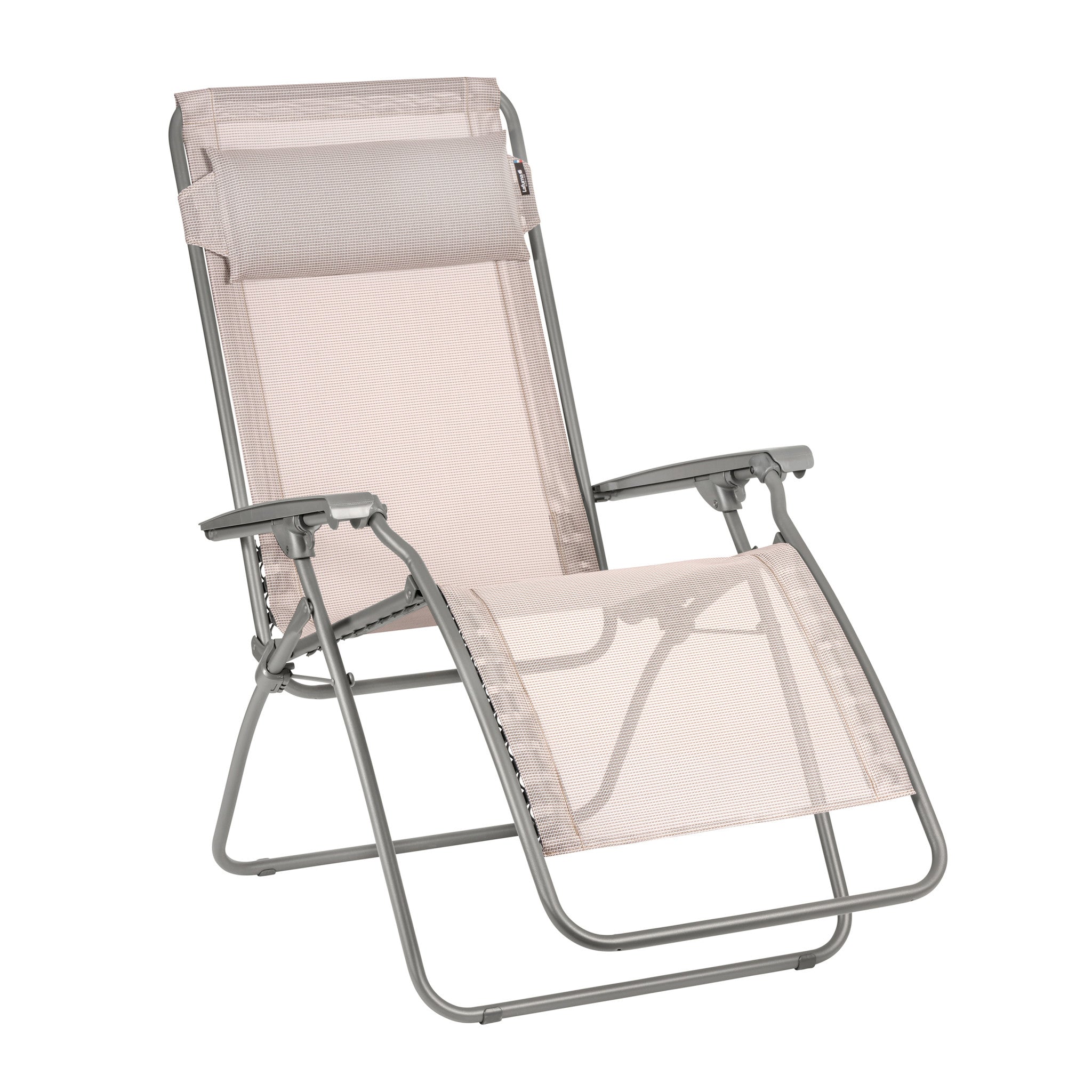27" Ivory Steel Outdoor Zero Gravity Chair with Ivory Cushion-1