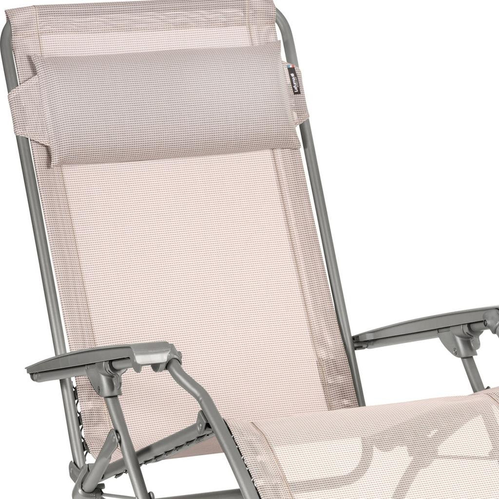 27" Ivory Steel Outdoor Zero Gravity Chair with Ivory Cushion-2