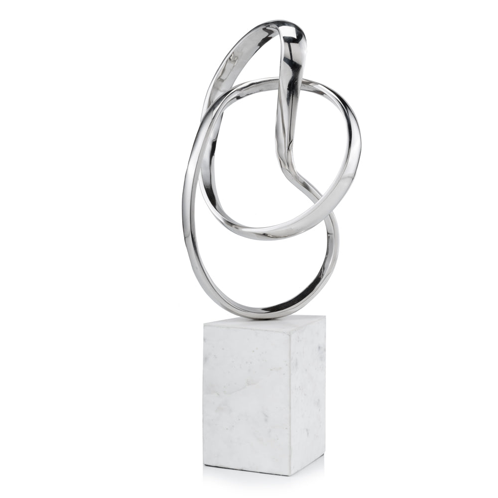 18" Silver and White Marble and Aluminum Sculpture-1
