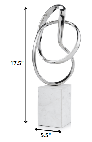 18" Silver and White Marble and Aluminum Sculpture-8