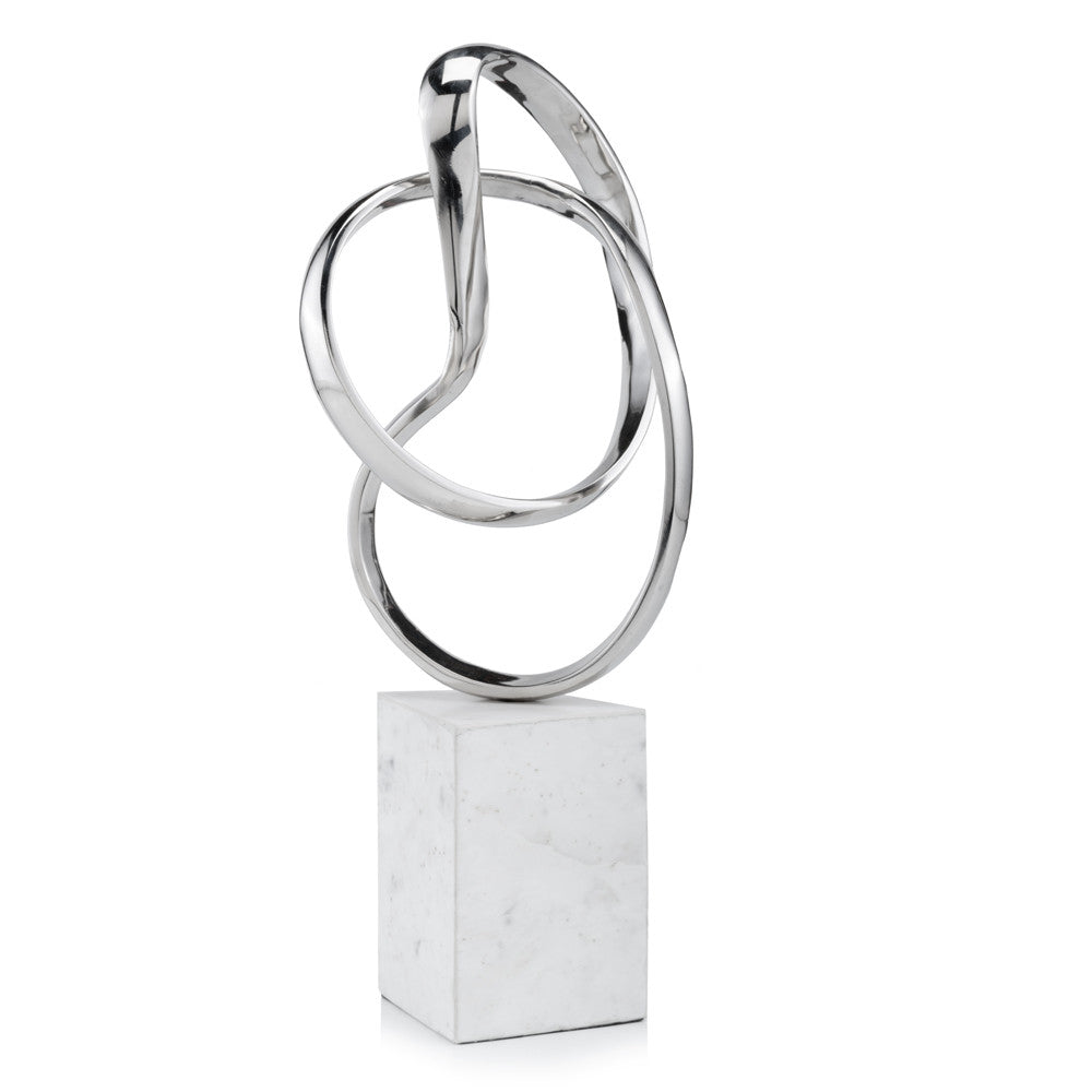 18" Silver and White Marble and Aluminum Sculpture-2