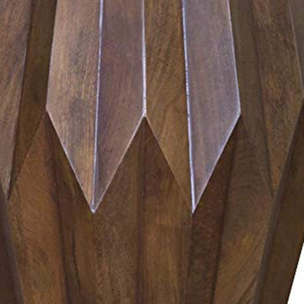 23" Dark Brown Solid Wood Drum End Table-7