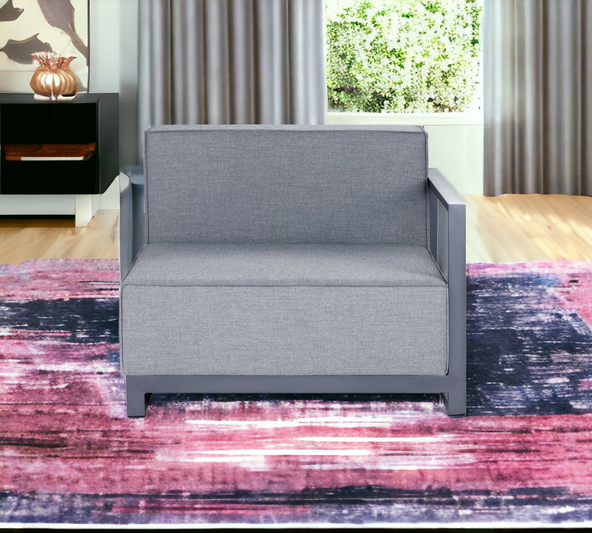 37" Gray Linen Arm Chair-1