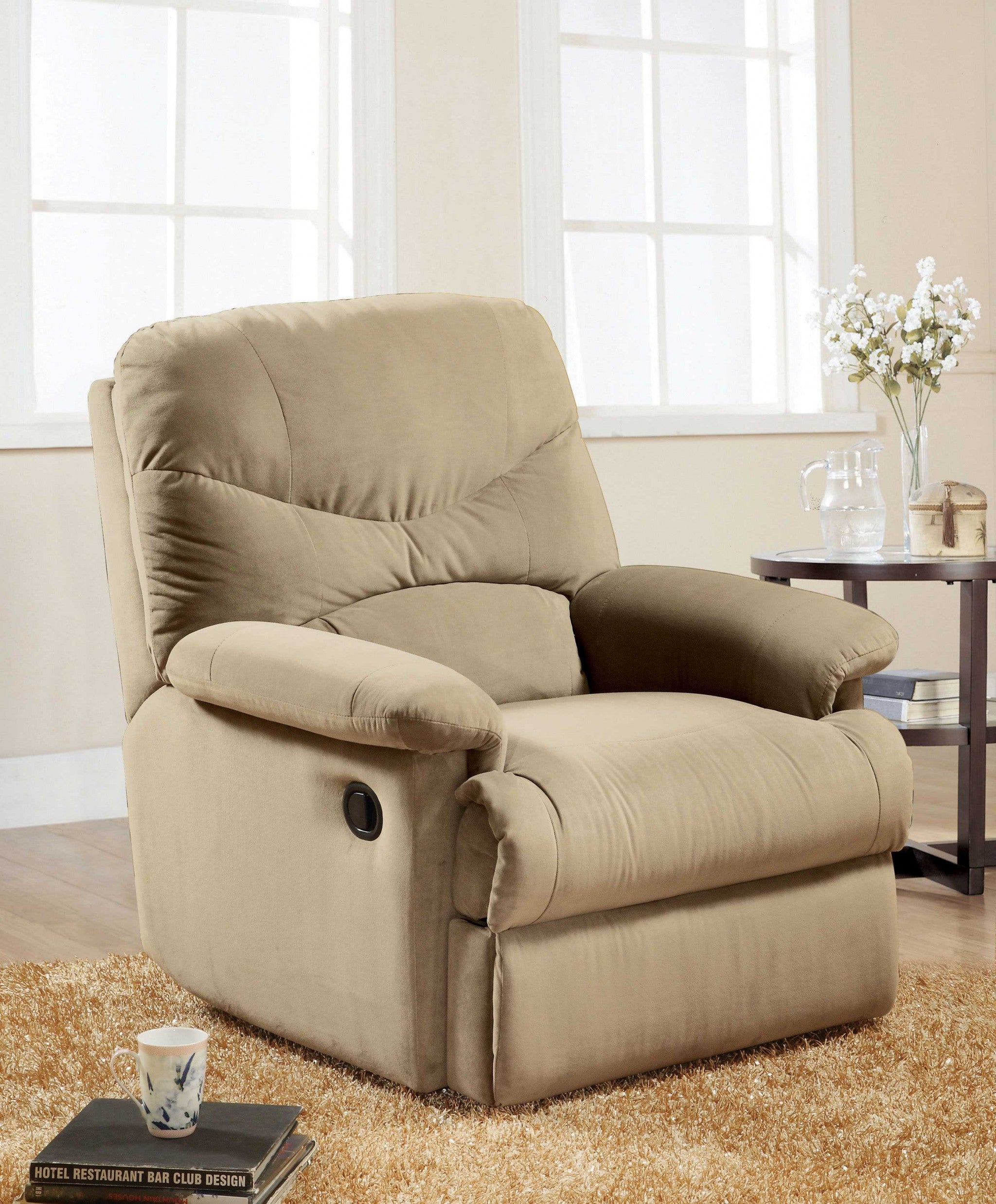 35" Beige Microfiber Recliner-3