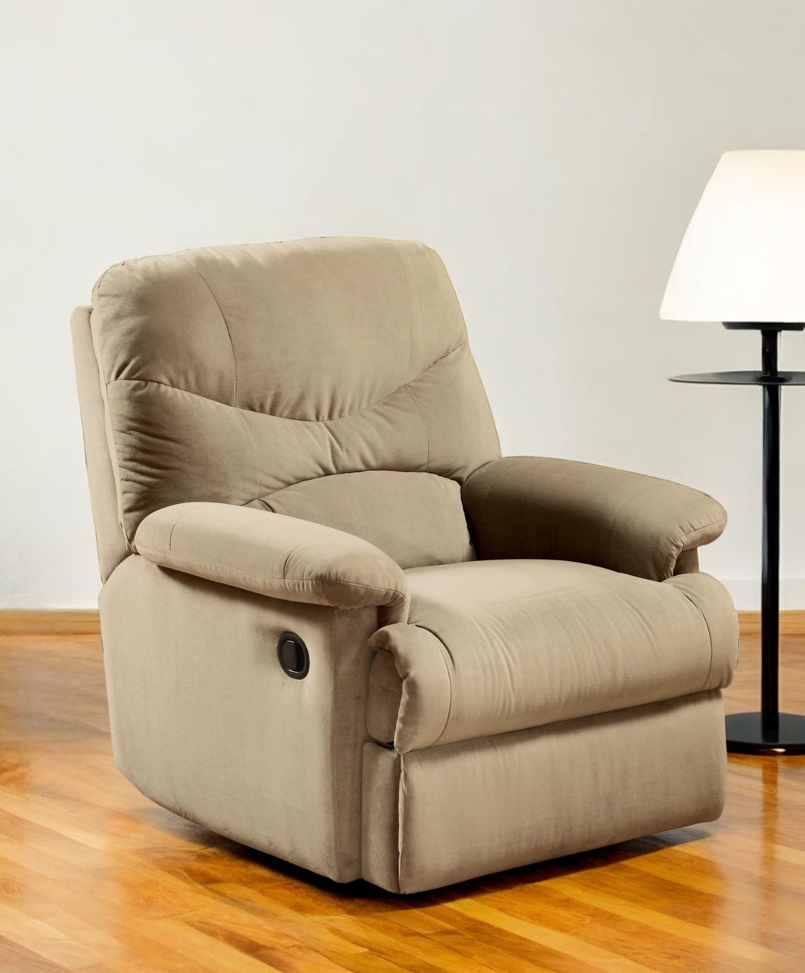 35" Beige Microfiber Recliner-1