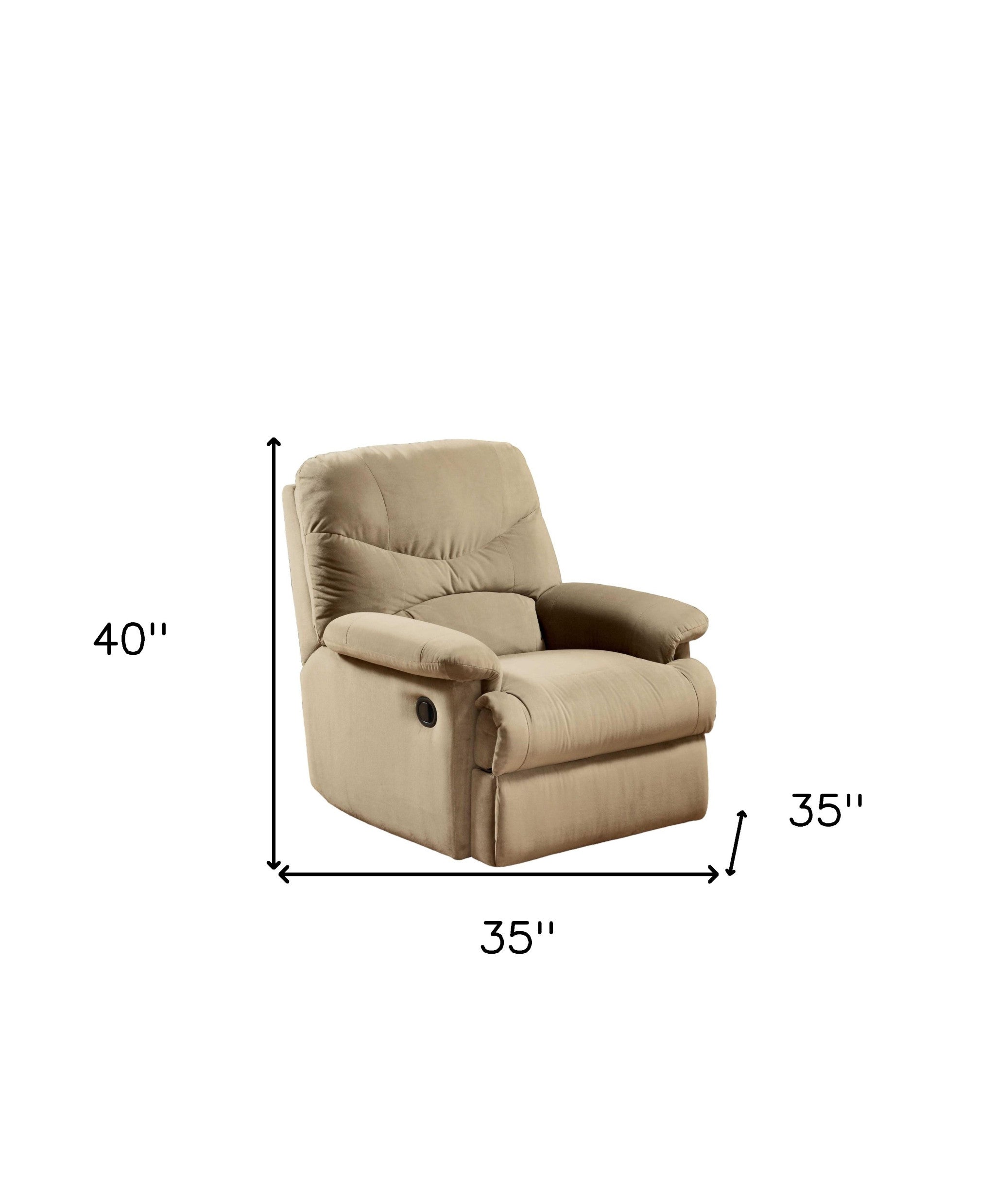 35" Beige Microfiber Recliner-4