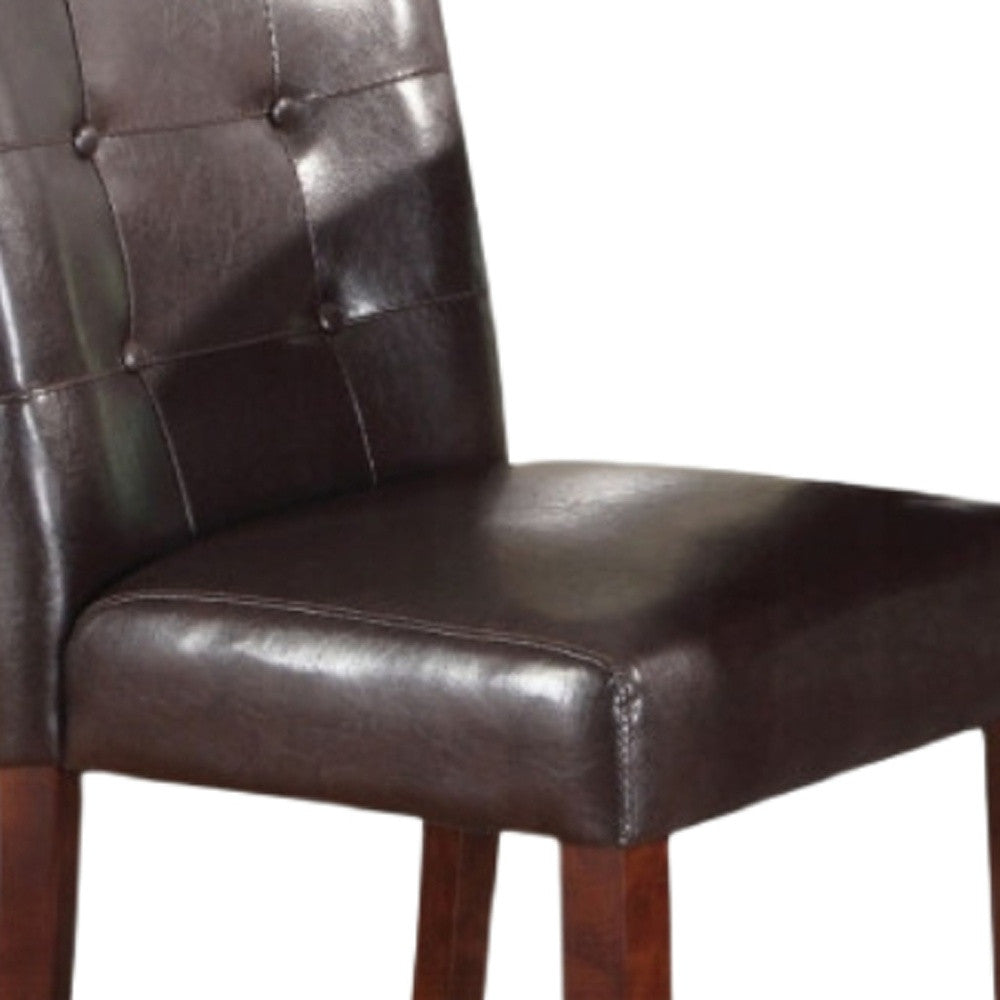 Set of Two 24" Espresso and Brown Faux Leather and Solid and Manufactured Wood Counter Height Bar Chairs-3