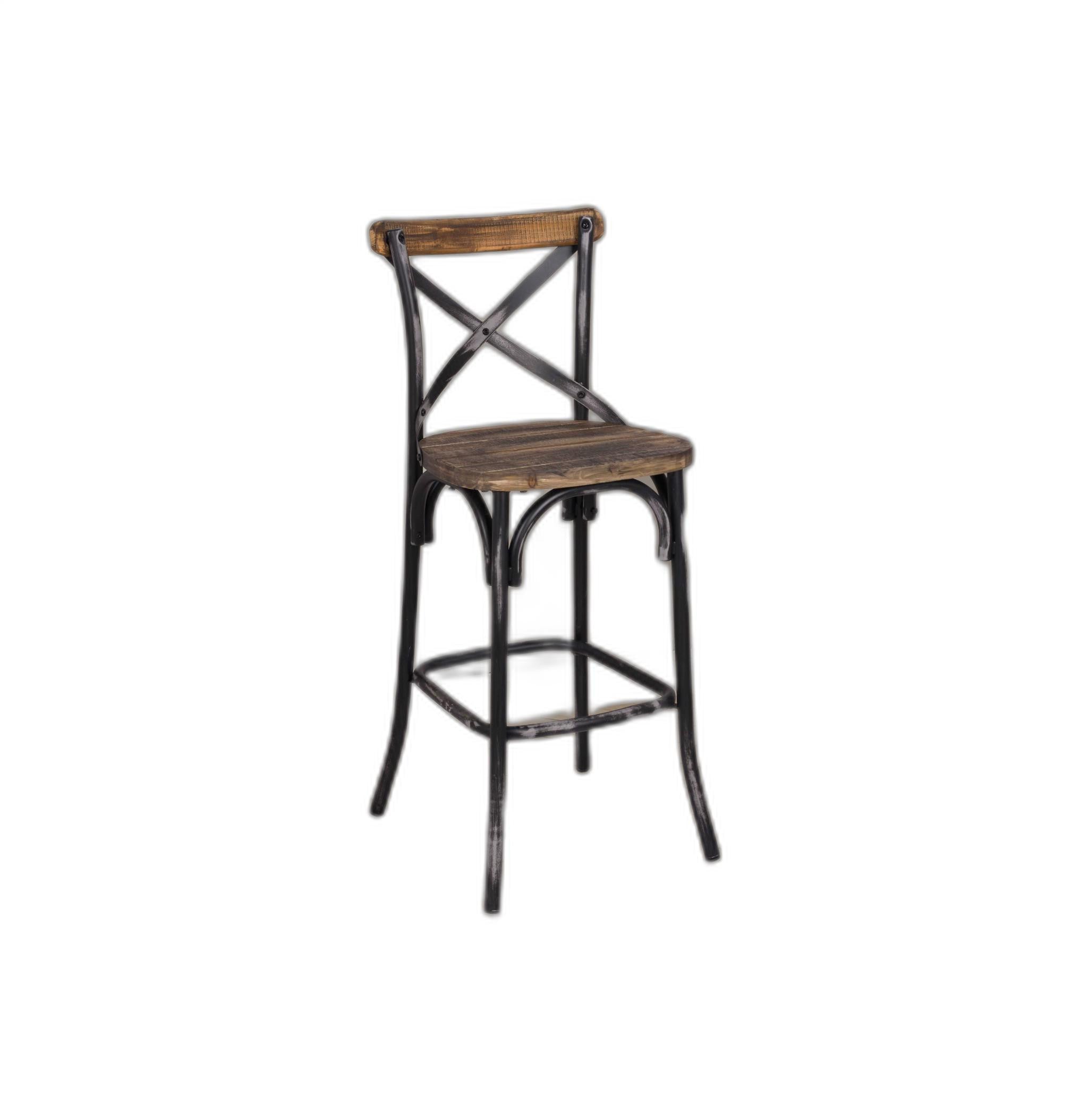 22" Brown And Black Iron Bar Chair-0