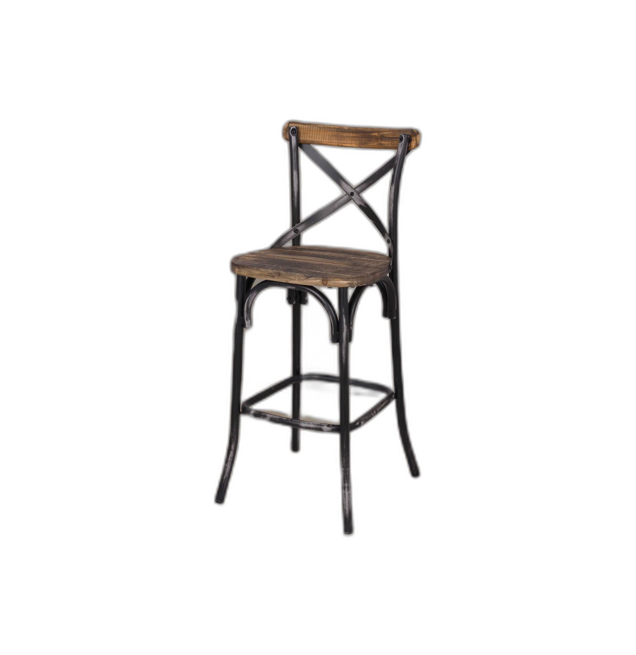 22" Brown And Black Iron Bar Chair-2