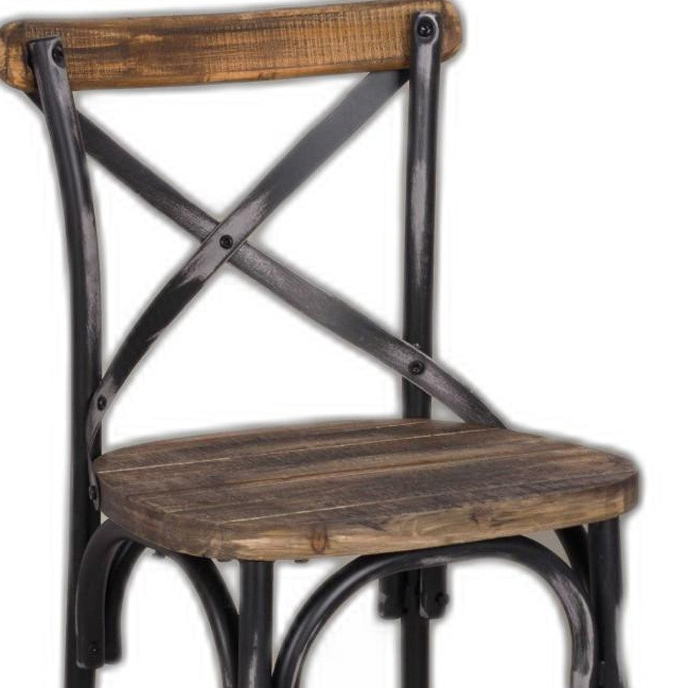22" Brown And Black Iron Bar Chair-3