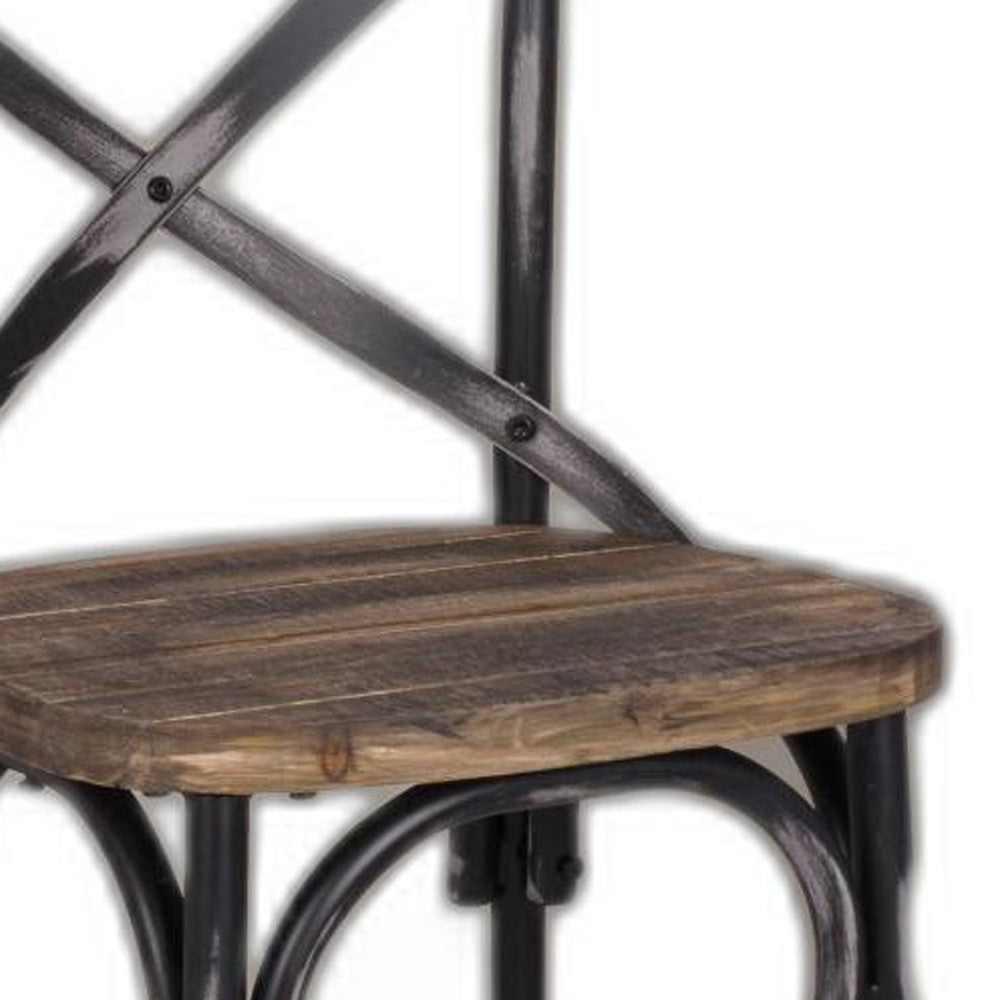 22" Brown And Black Iron Bar Chair-4