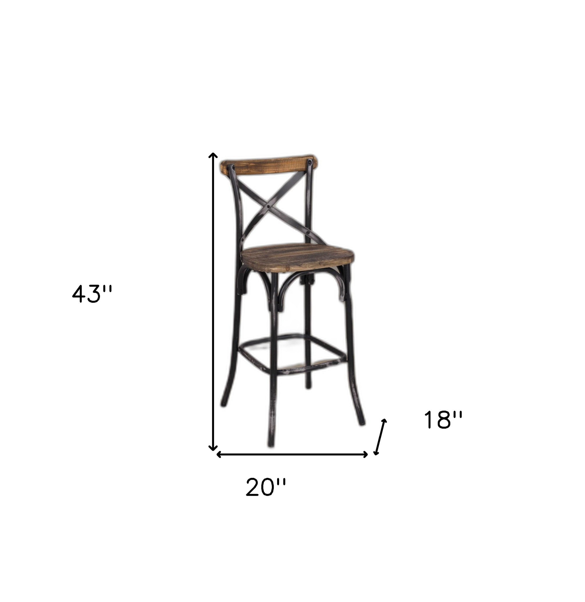 22" Brown And Black Iron Bar Chair-8