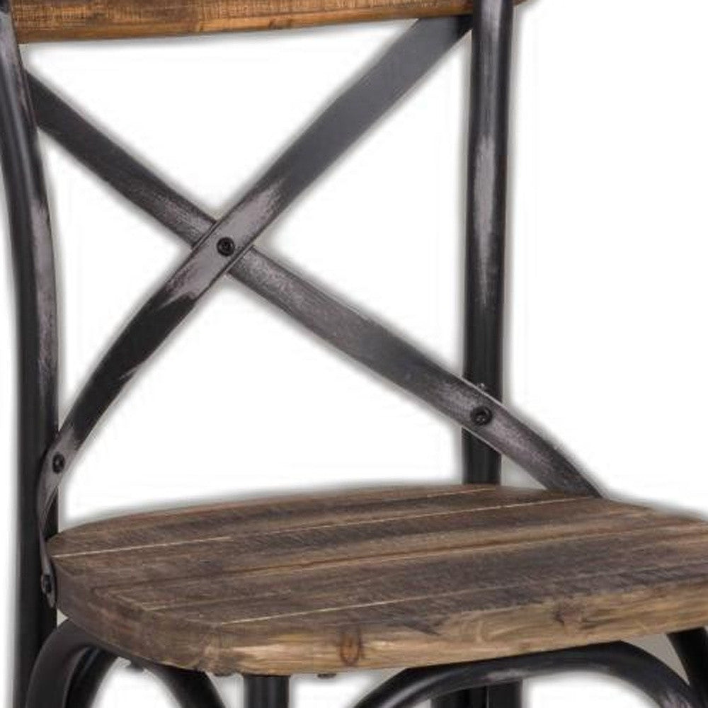 22" Brown And Black Iron Bar Chair-5