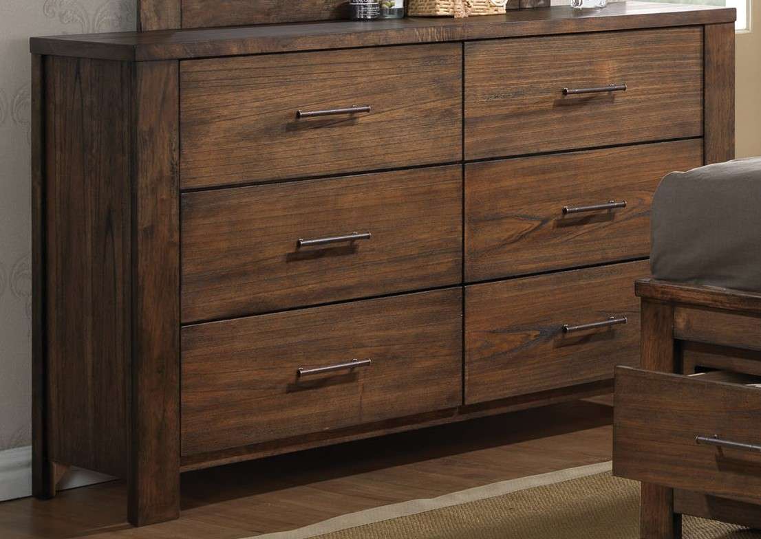 59" Brown Metal Six Drawer Dresser-6