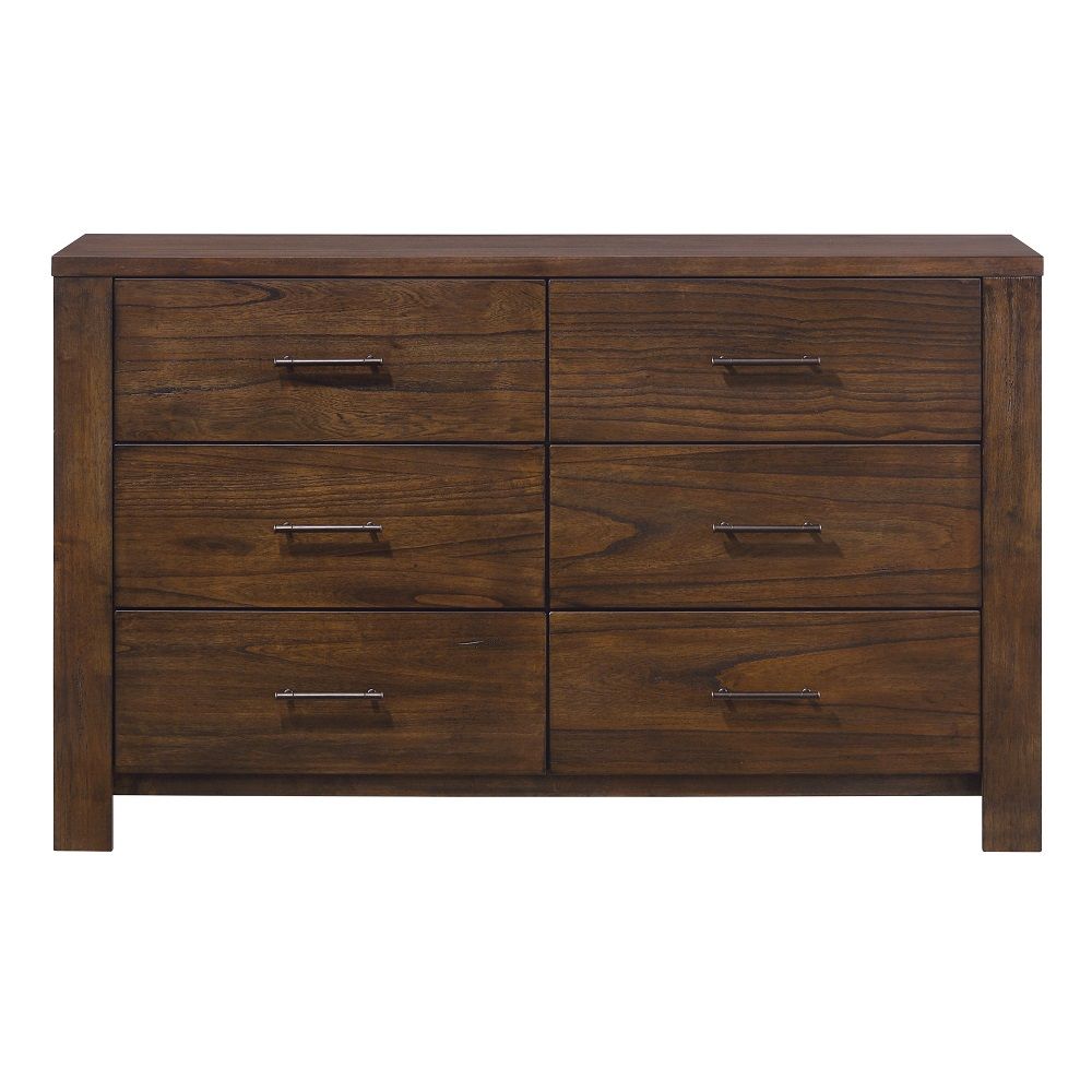 59" Brown Metal Six Drawer Dresser-0