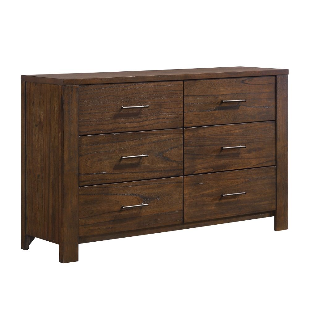 59" Brown Metal Six Drawer Dresser-1