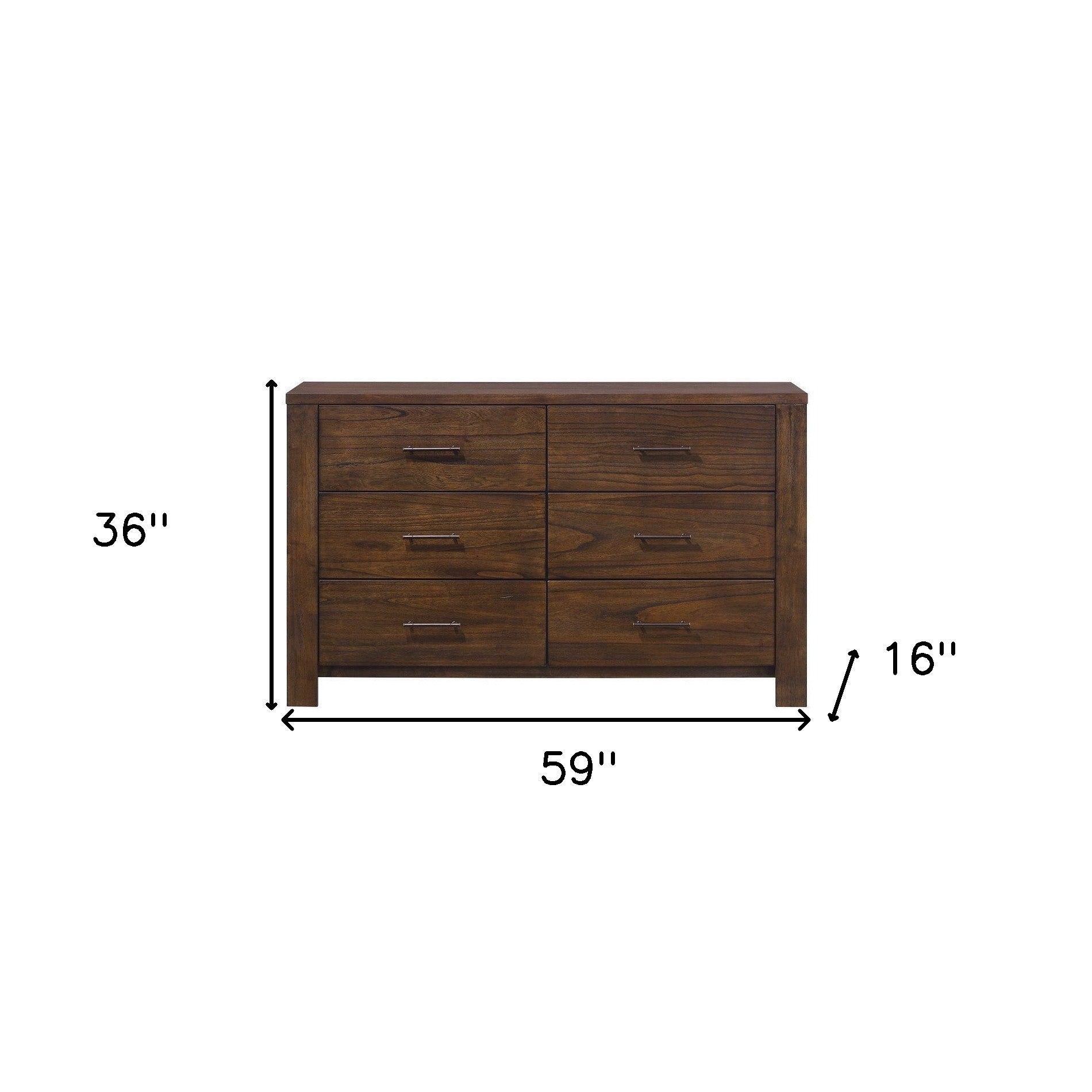 59" Brown Metal Six Drawer Dresser-7