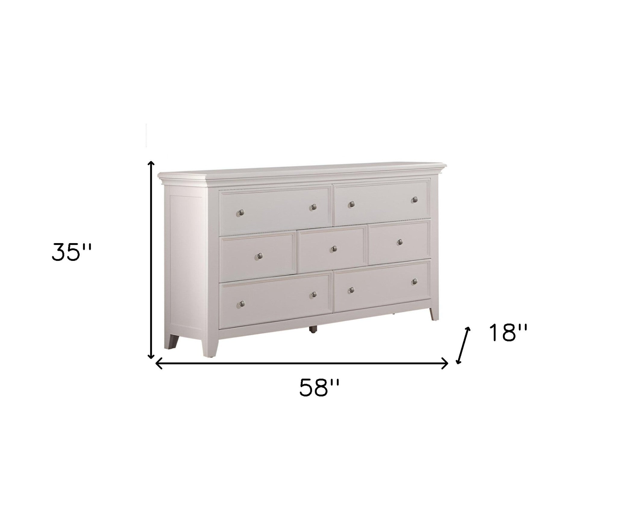 58" White Solid Wood Seven Drawer Triple Dresser-4