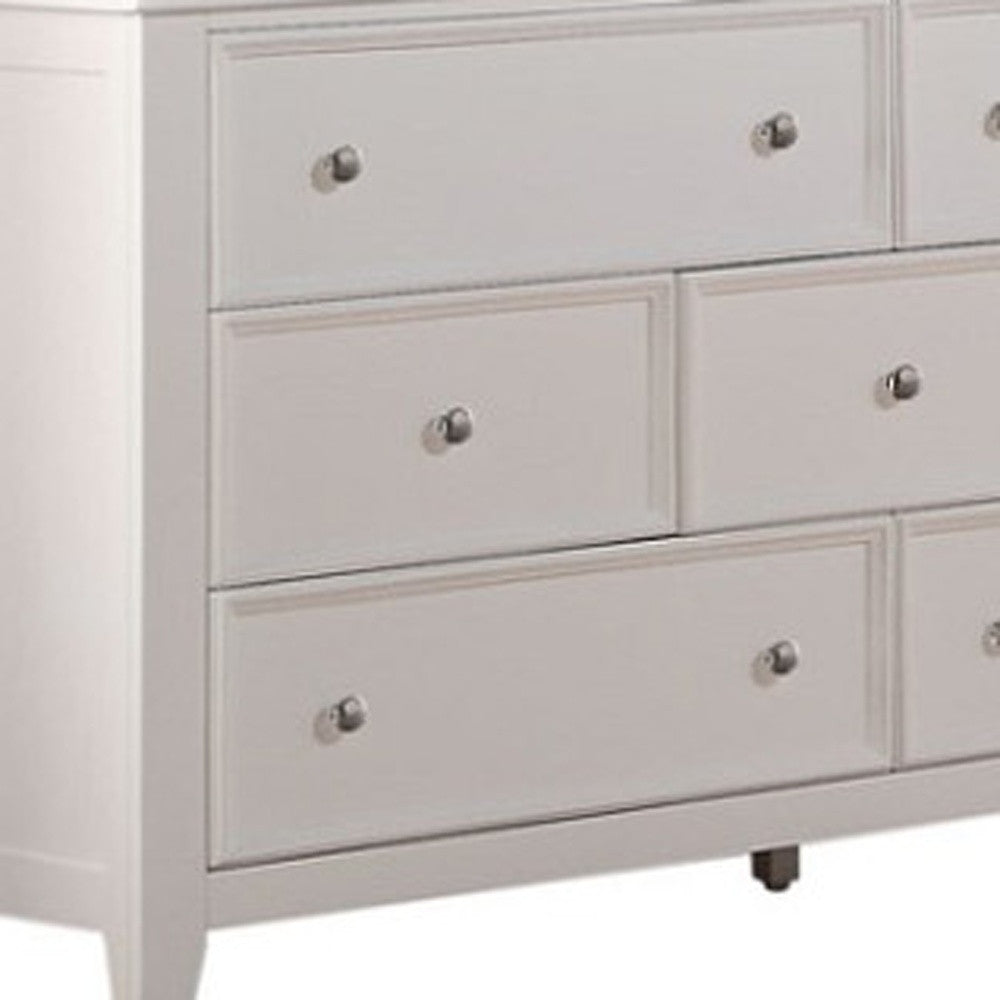 58" White Solid Wood Seven Drawer Triple Dresser-3