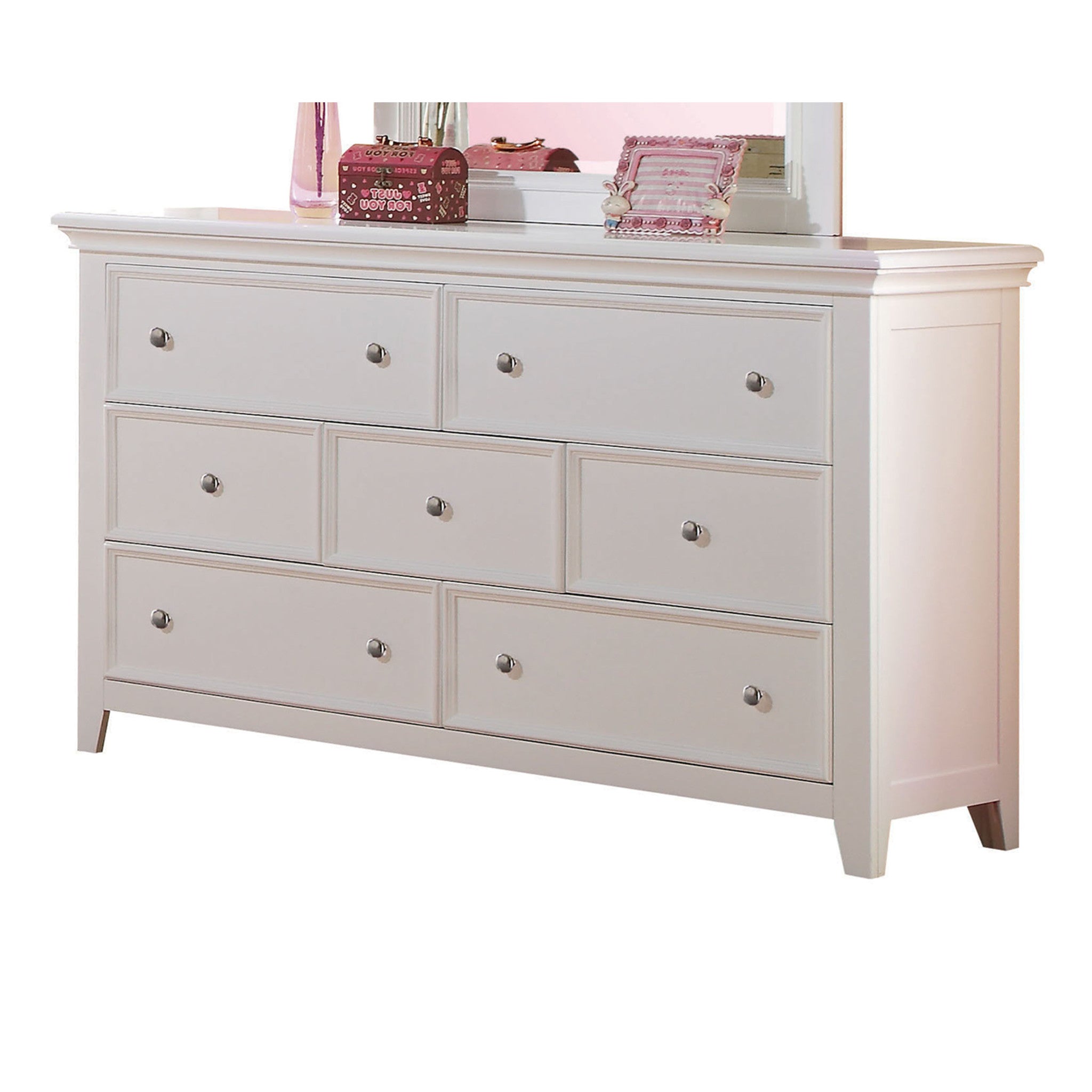 58" White Solid Wood Seven Drawer Triple Dresser-2