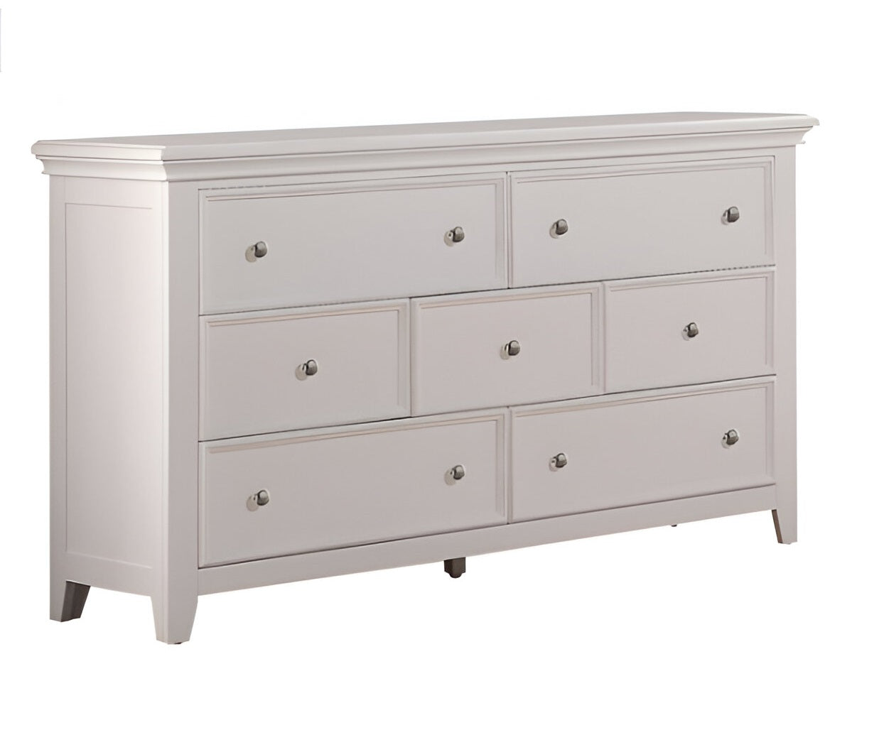 58" White Solid Wood Seven Drawer Triple Dresser-1