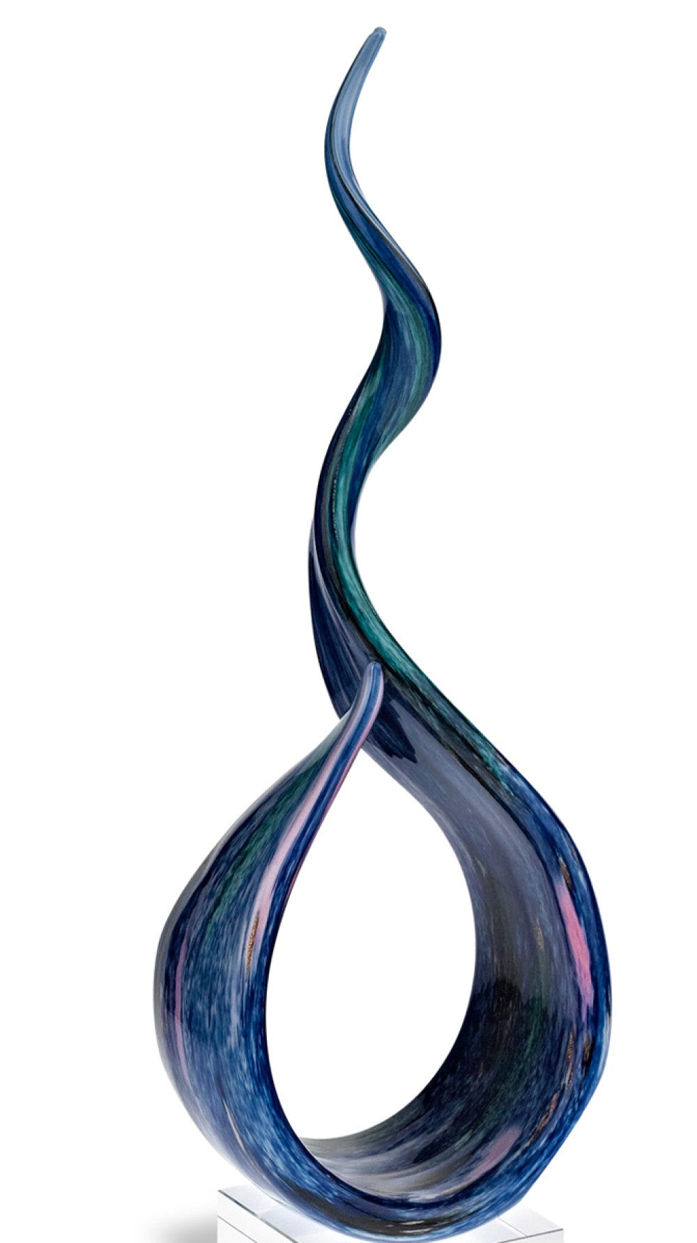 19" Blue and Green Murano Glass Modern Abstract Tabletop Sculpture-3