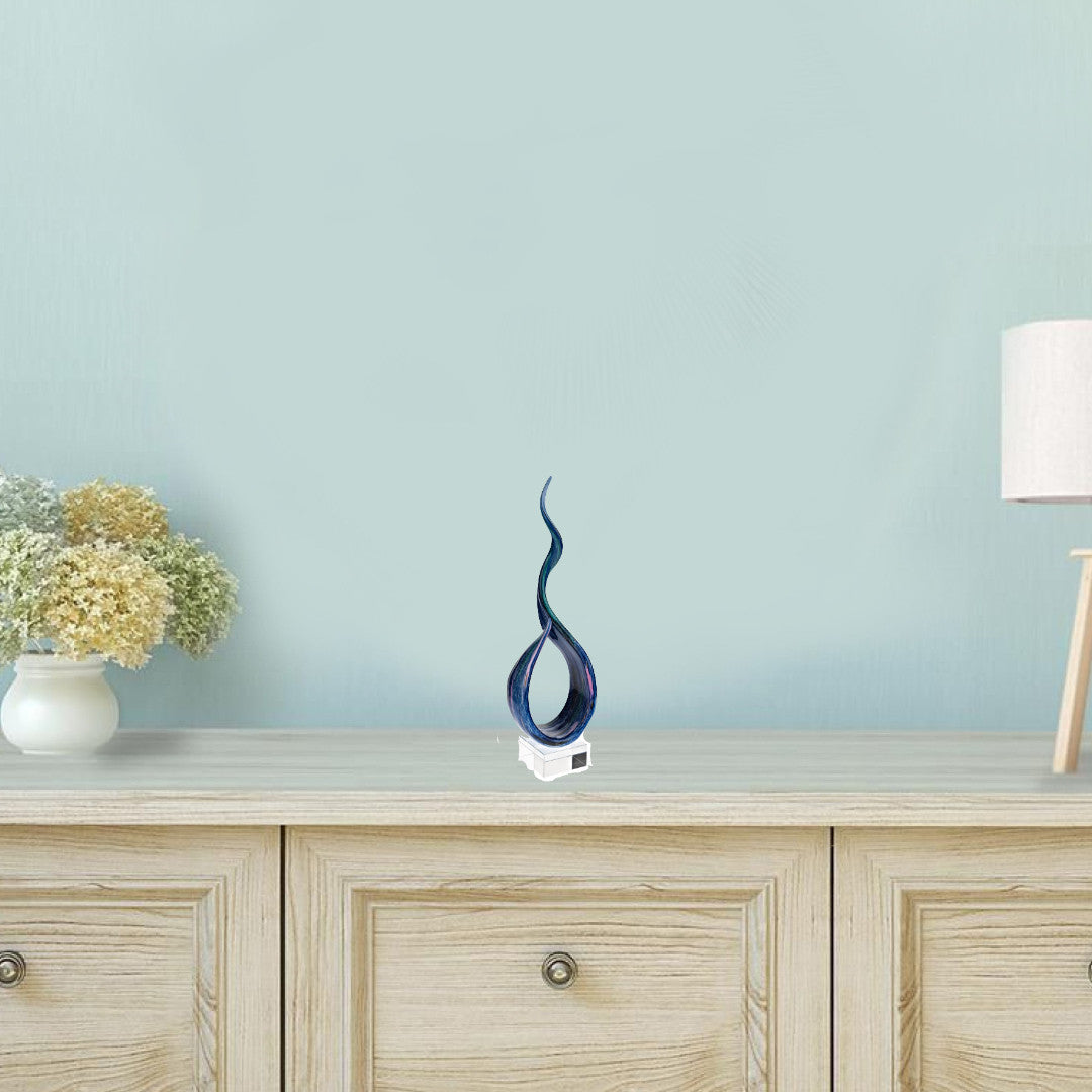 19" Blue and Green Murano Glass Modern Abstract Tabletop Sculpture-5